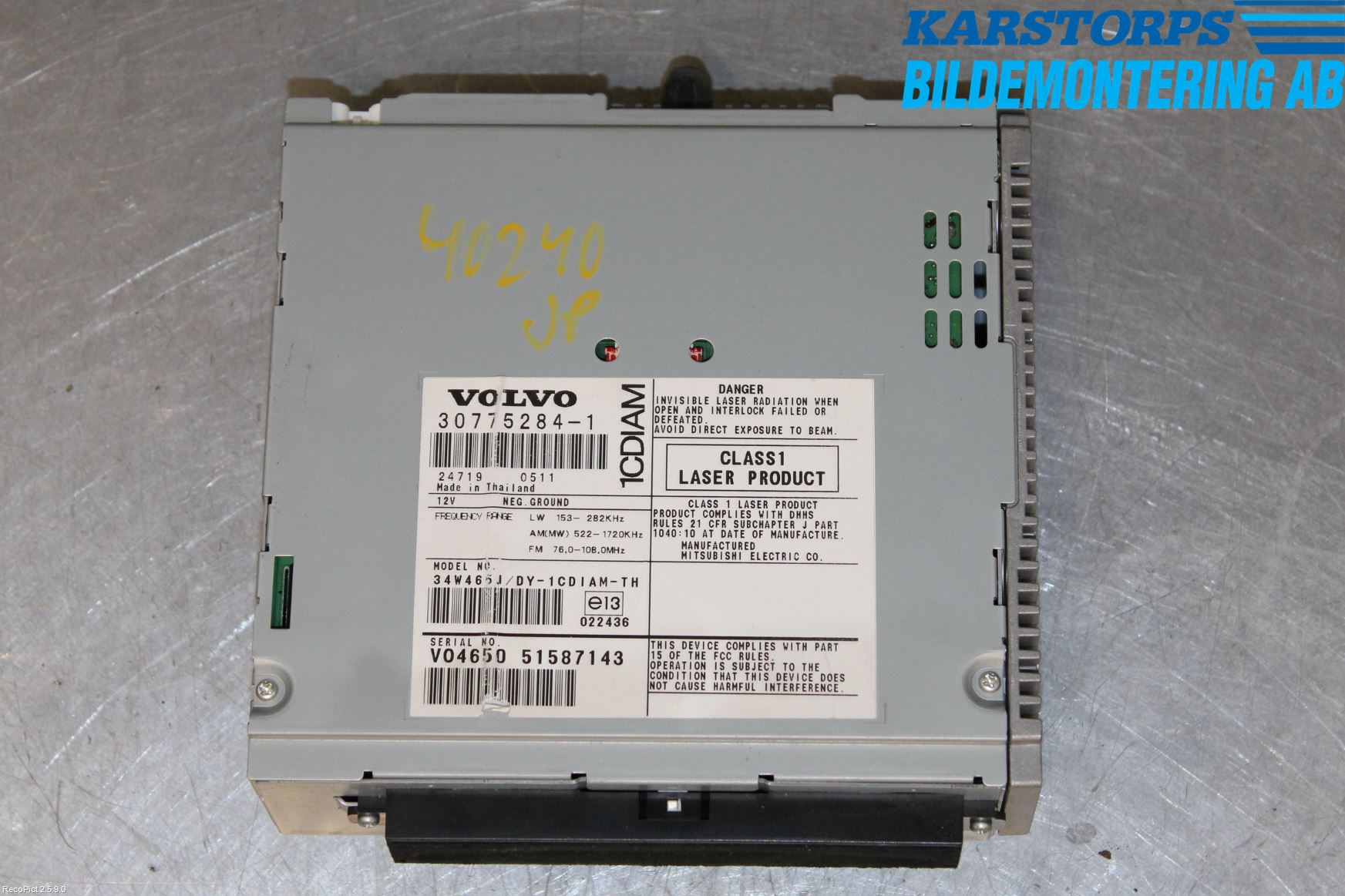 Volvo V50 04-07 Stereo Radio Med Cd