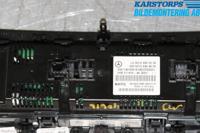 Mercedes-Benz MB E-KLASS (W212) 09-16 Varmeapparat Panel(Regulering)
