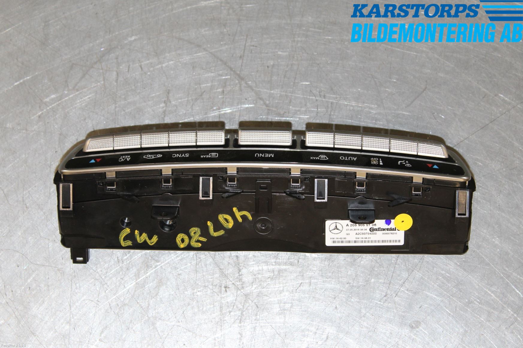 Mercedes-Benz MB C-KLASS (W205) 14-21 Varmeapparat Panel(Regulering)