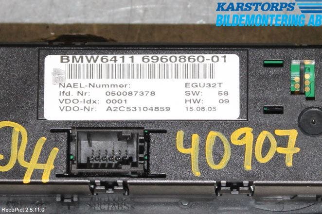 BMW 1 E87/81 5D/3D 03-11 Varmeapparat Panel(Regulering)