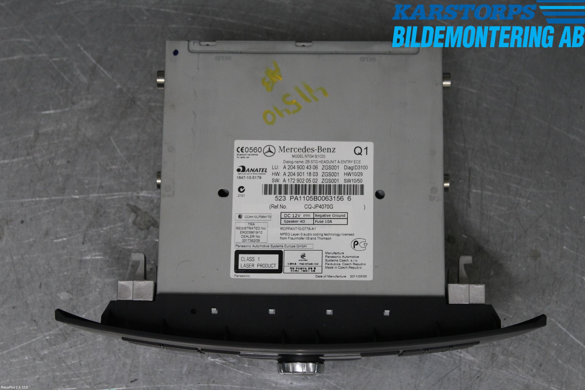Mercedes-Benz MB C-KLASS (W204) 07-15 Stereo Radio Med Cd