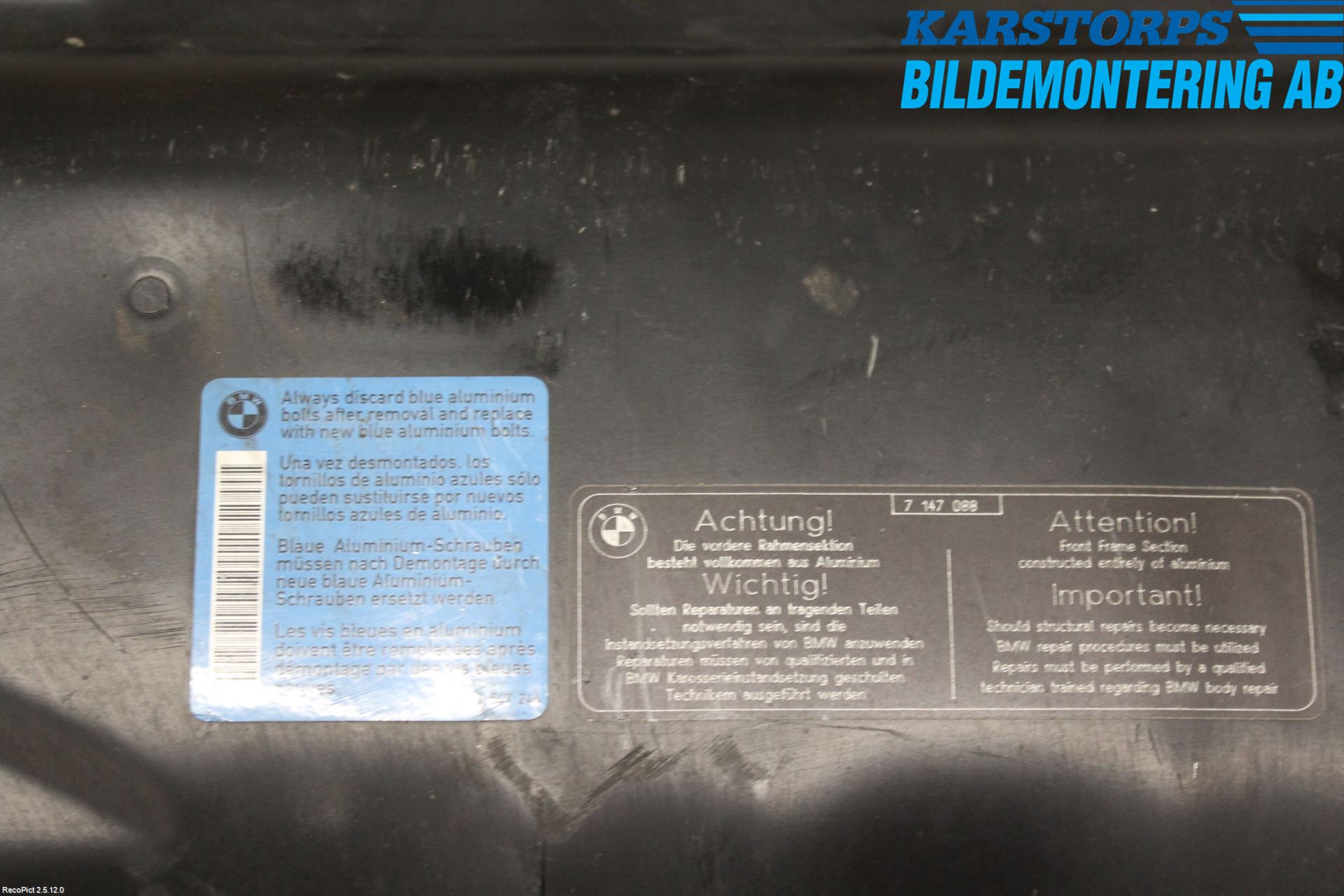 BMW 5 E60/61 Sed/Tou 02-10 Panserlåsplate-Bjelke