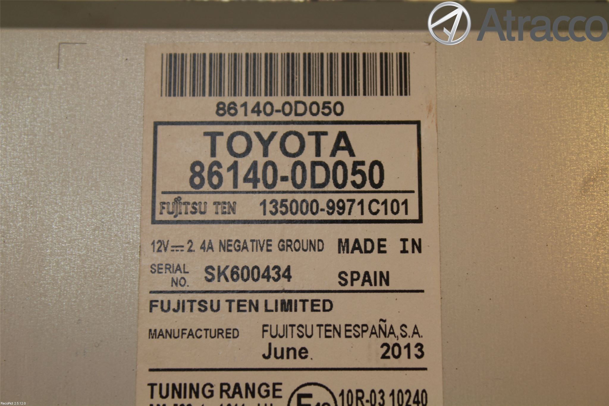 Toyota YARIS XP130 12-14 Stereo Radio Med Cd
