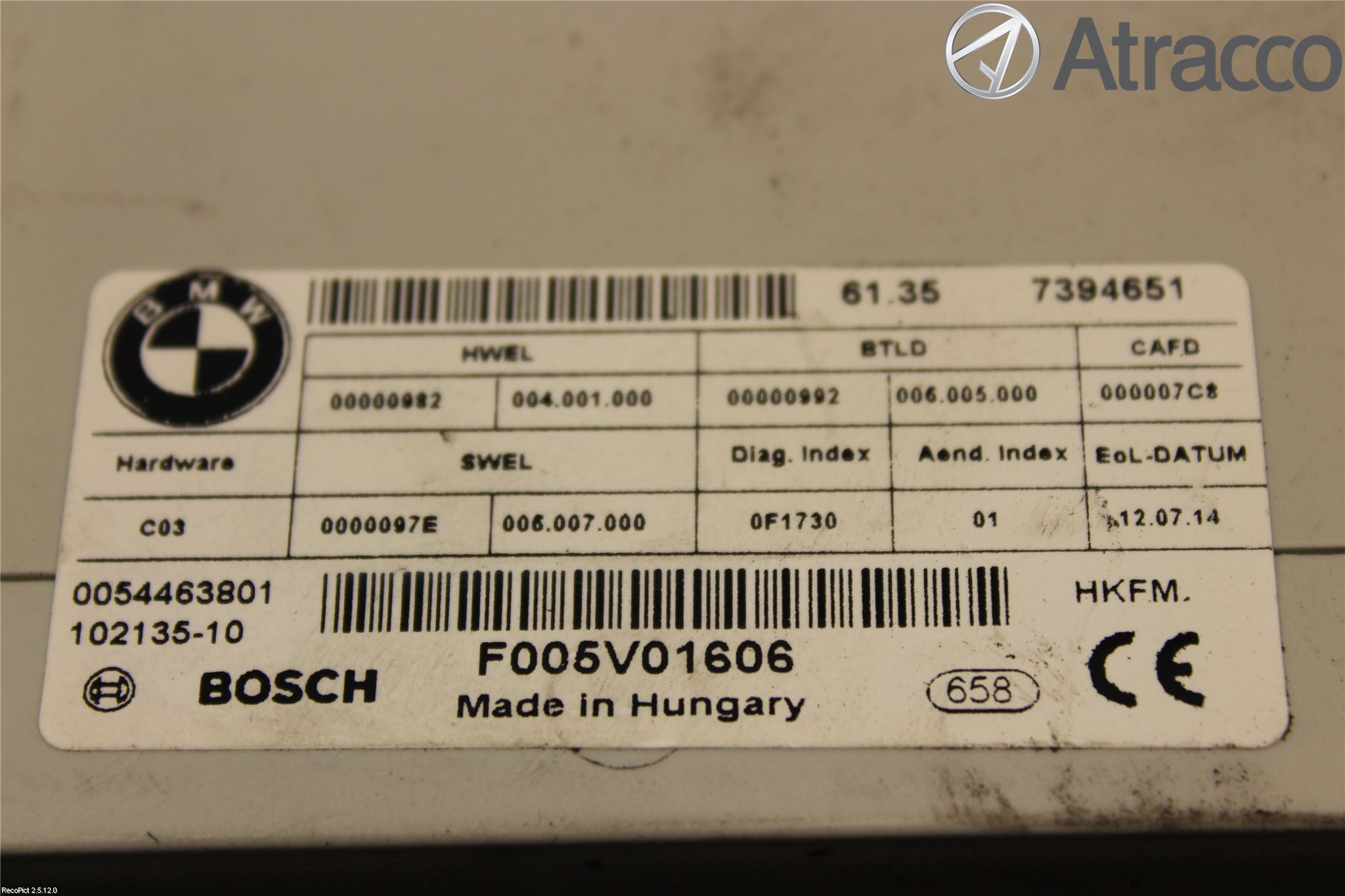BMW 5 F10/F11/F18 09-17 Styreenhet Øvrig