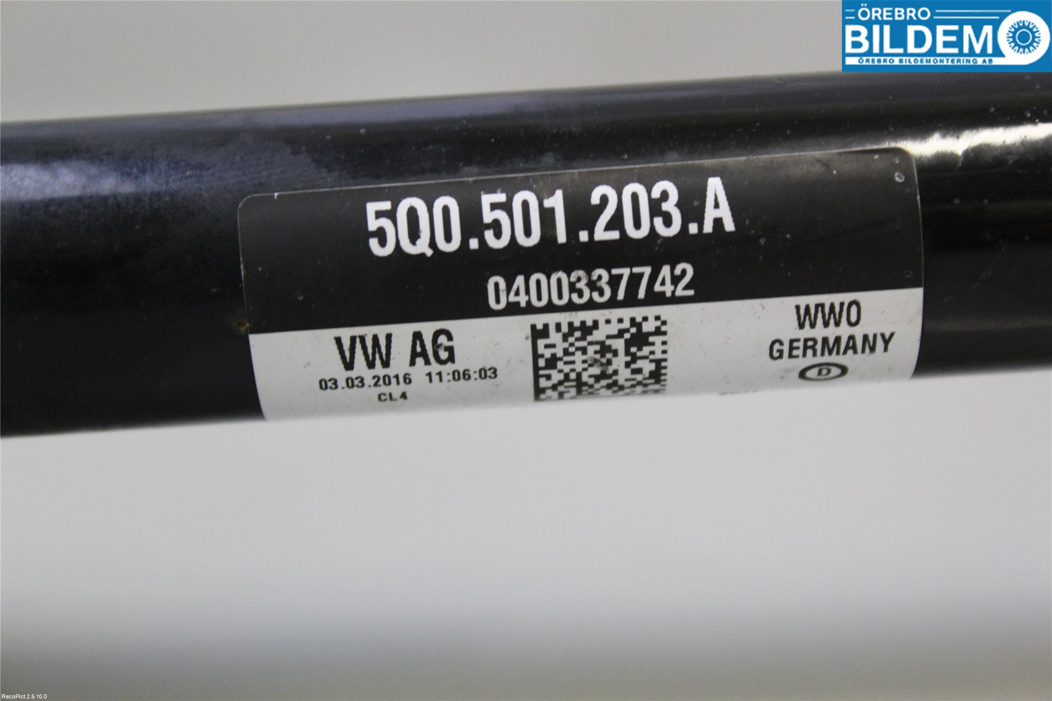 Volkswagen VW GOLF / E-GOLF VII 13-20 Drivaksel Bak Kompl Venstre