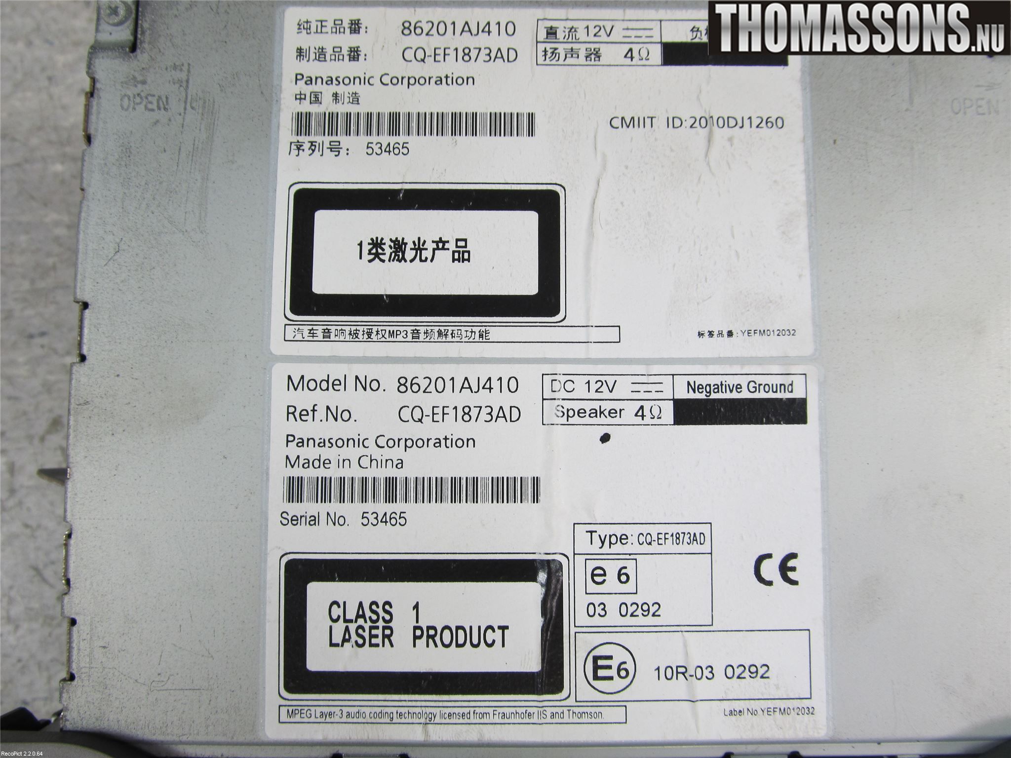 Subaru OUTBACK 10-15 Stereo Radio Med Cd