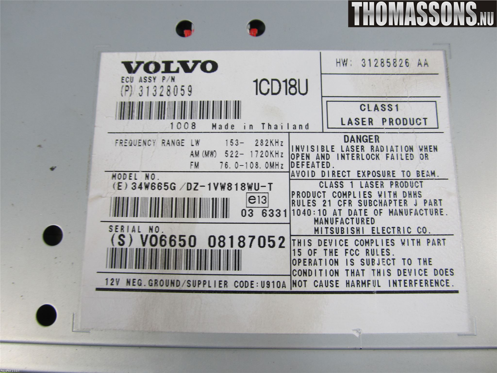 Volvo V50 08-12 Stereo Radio Med Cd
