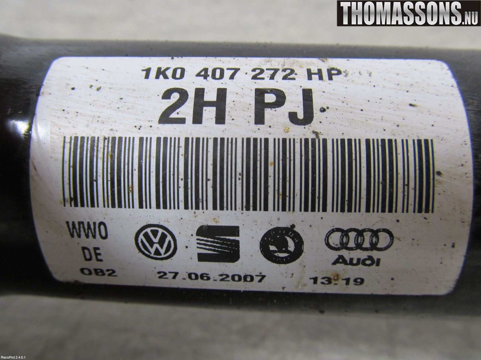 Volkswagen VW GOLF PLUS/CROSS GOLF 04-14 Drivaksel Foran Kompl Høyre