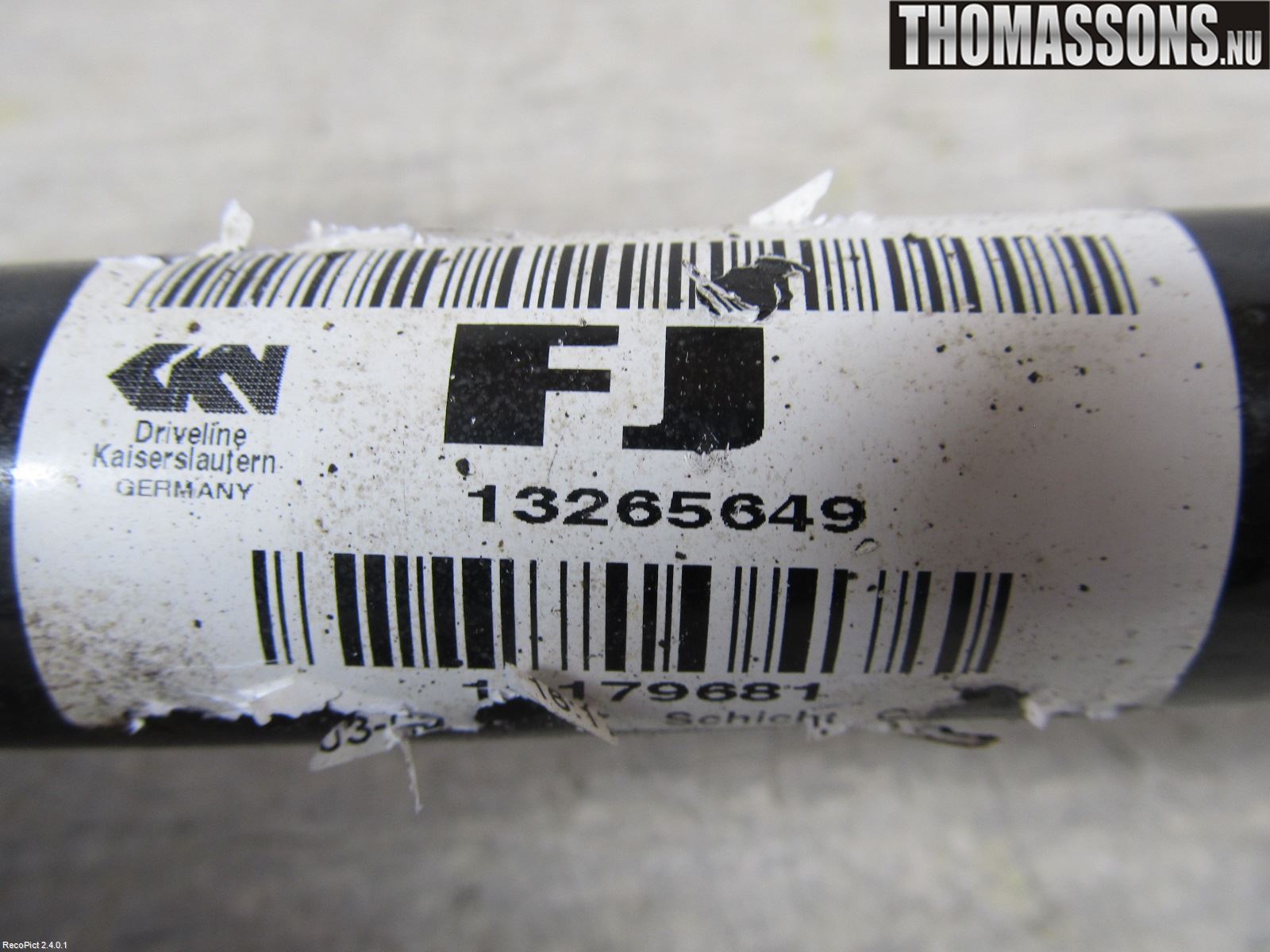 Opel INSIGNIA 09-16 Drivaksel Foran Kompl Venstre