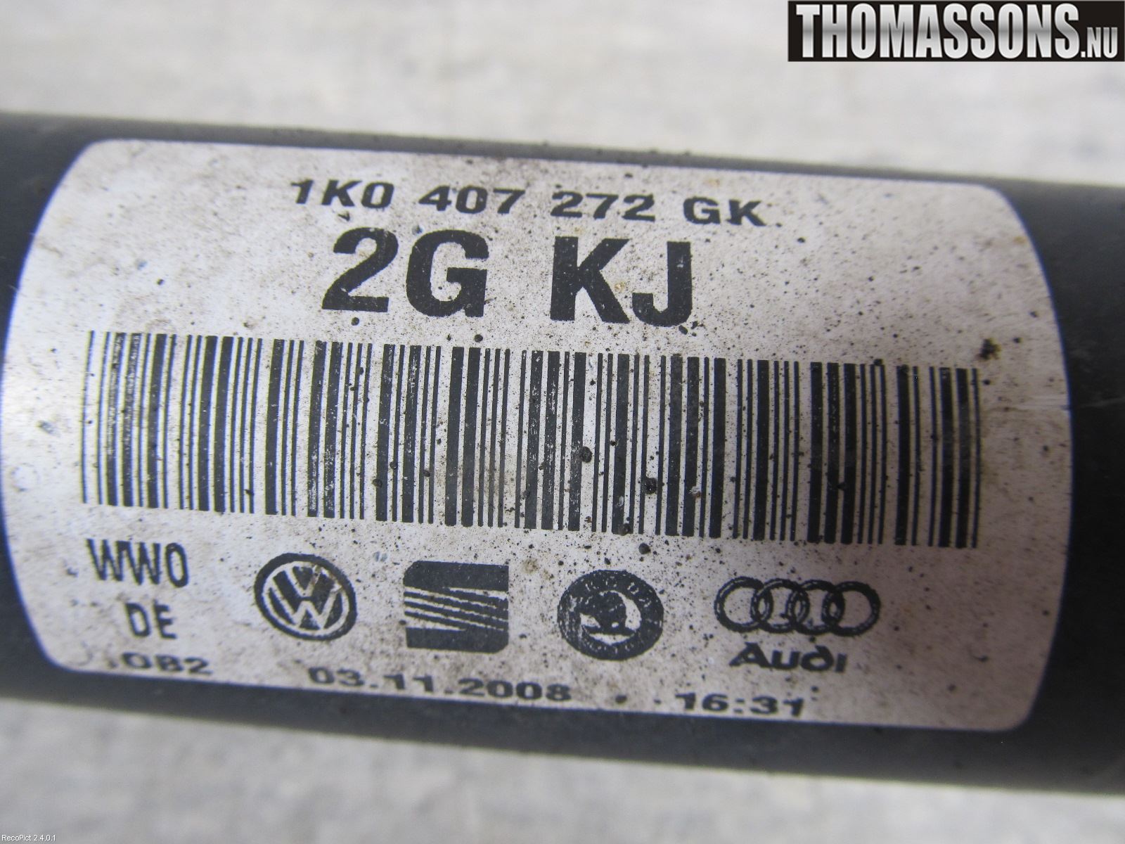 Volkswagen VW GOLF VI 09-13 Drivaksel Foran Kompl Høyre