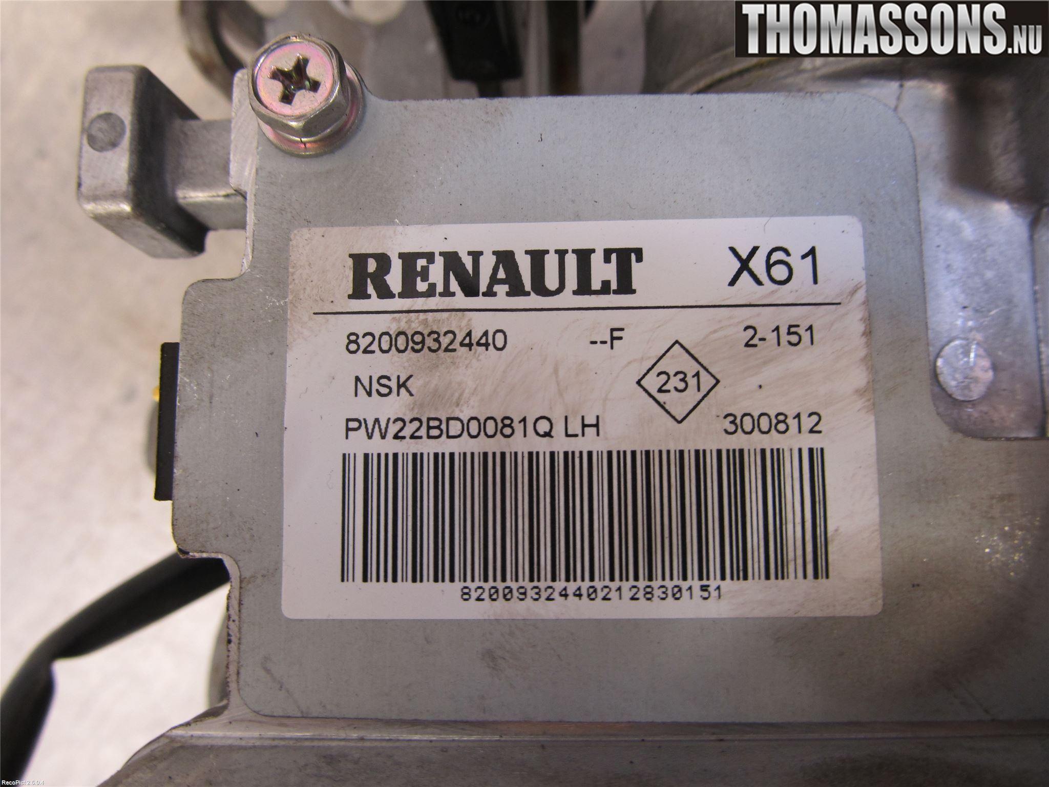 Renault KANGOO II 08-14 Servostyring Eletrisk Pumpe