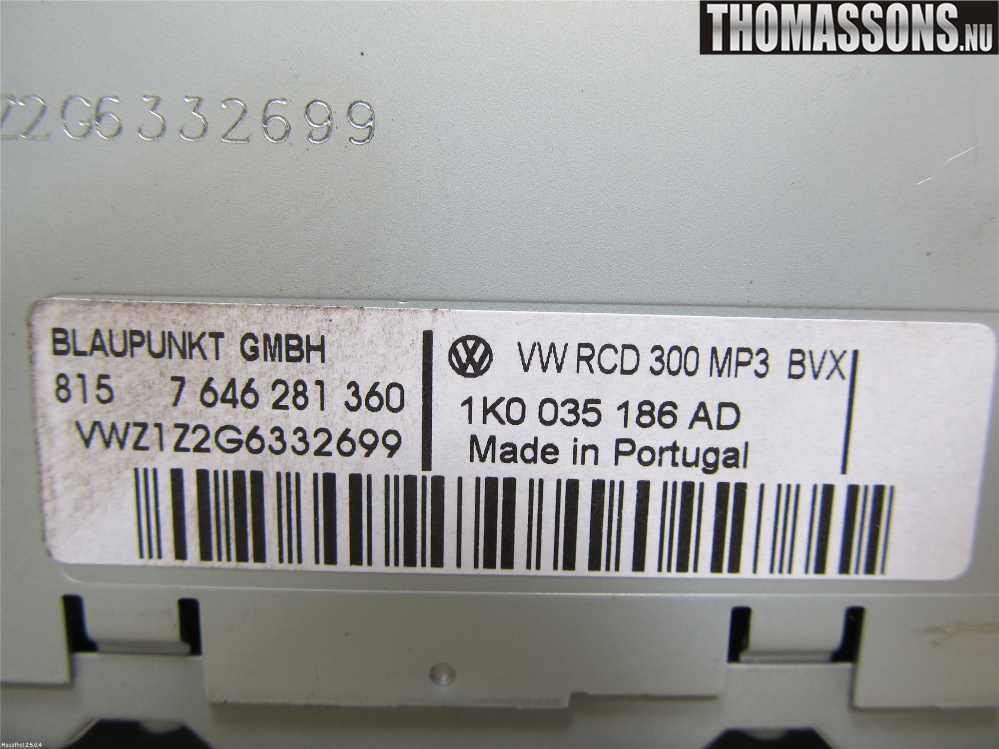 Volkswagen VW GOLF V 04-09 Stereo Radio Med Cd