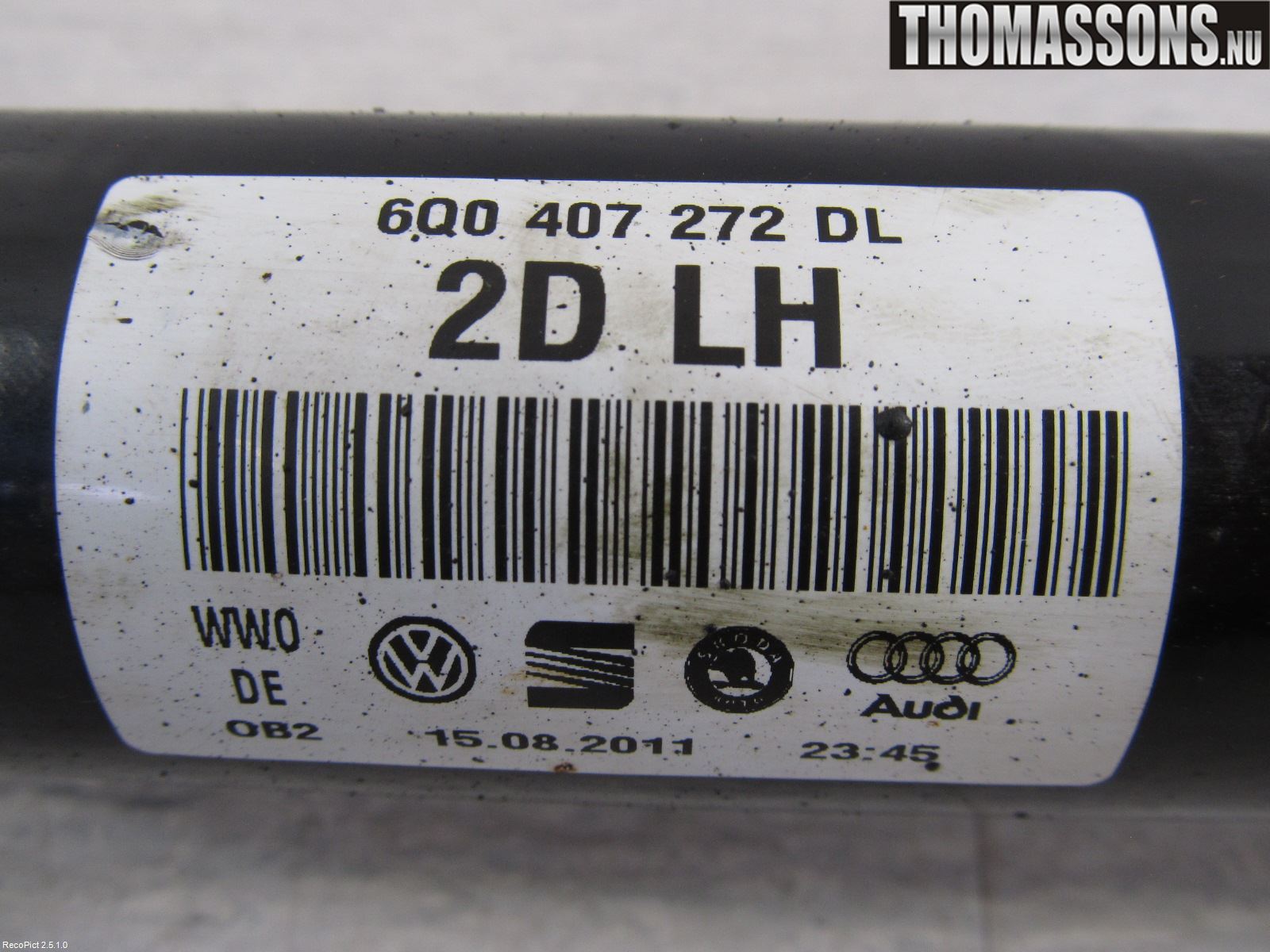 Skoda FABIA 07-14 Drivaksel Foran Kompl Høyre