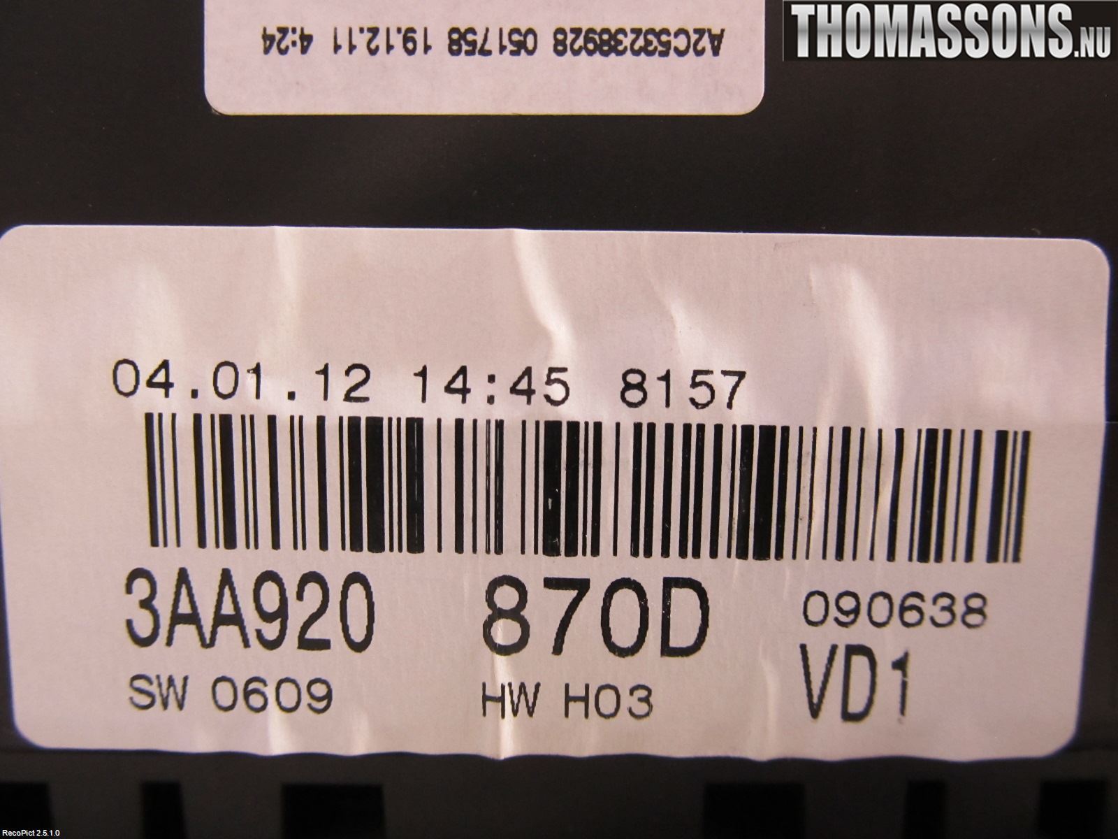 Volkswagen VW PASSAT 11-14 Instr Kombinert