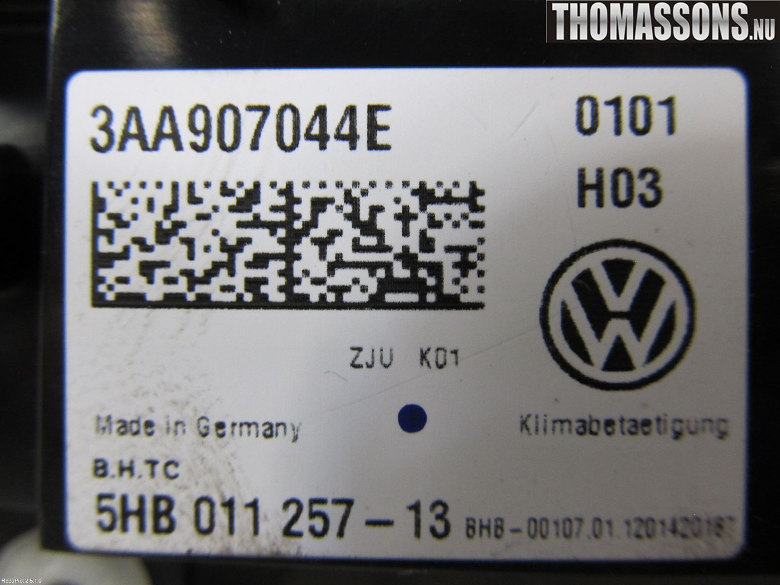 Volkswagen VW PASSAT 11-14 Varme Ac Betjening-Display