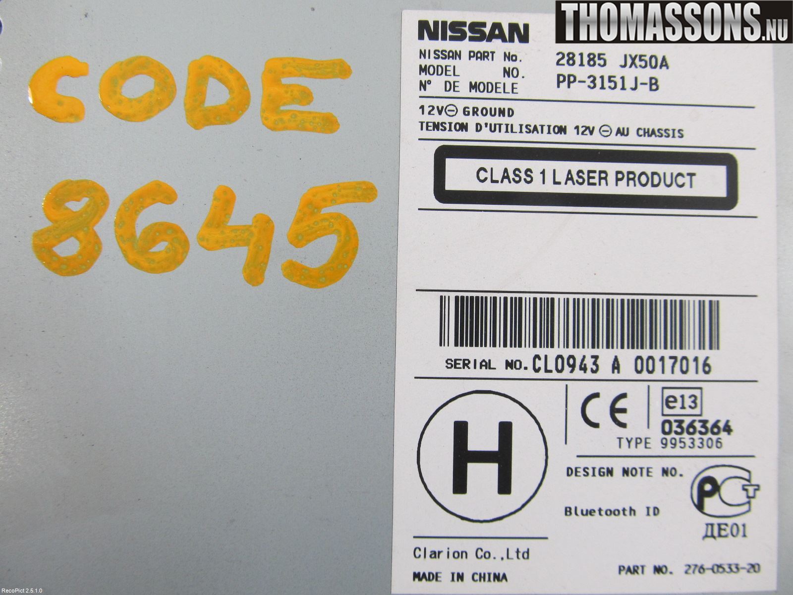 Nissan NV200/NV200 COMBI Stereo Radio Med Cd