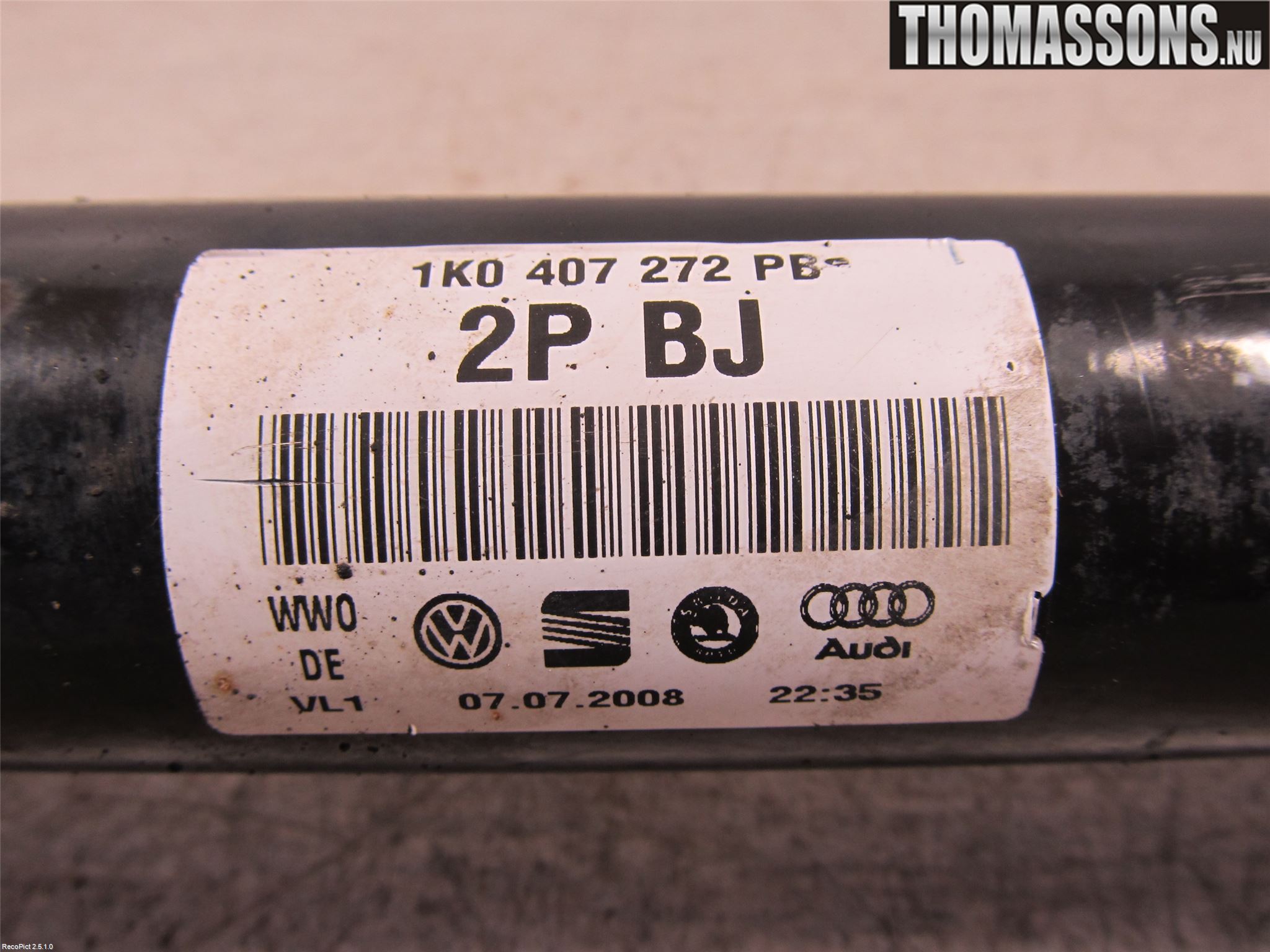 Audi A3/S3 05-13 Drivaksel Foran Kompl Høyre