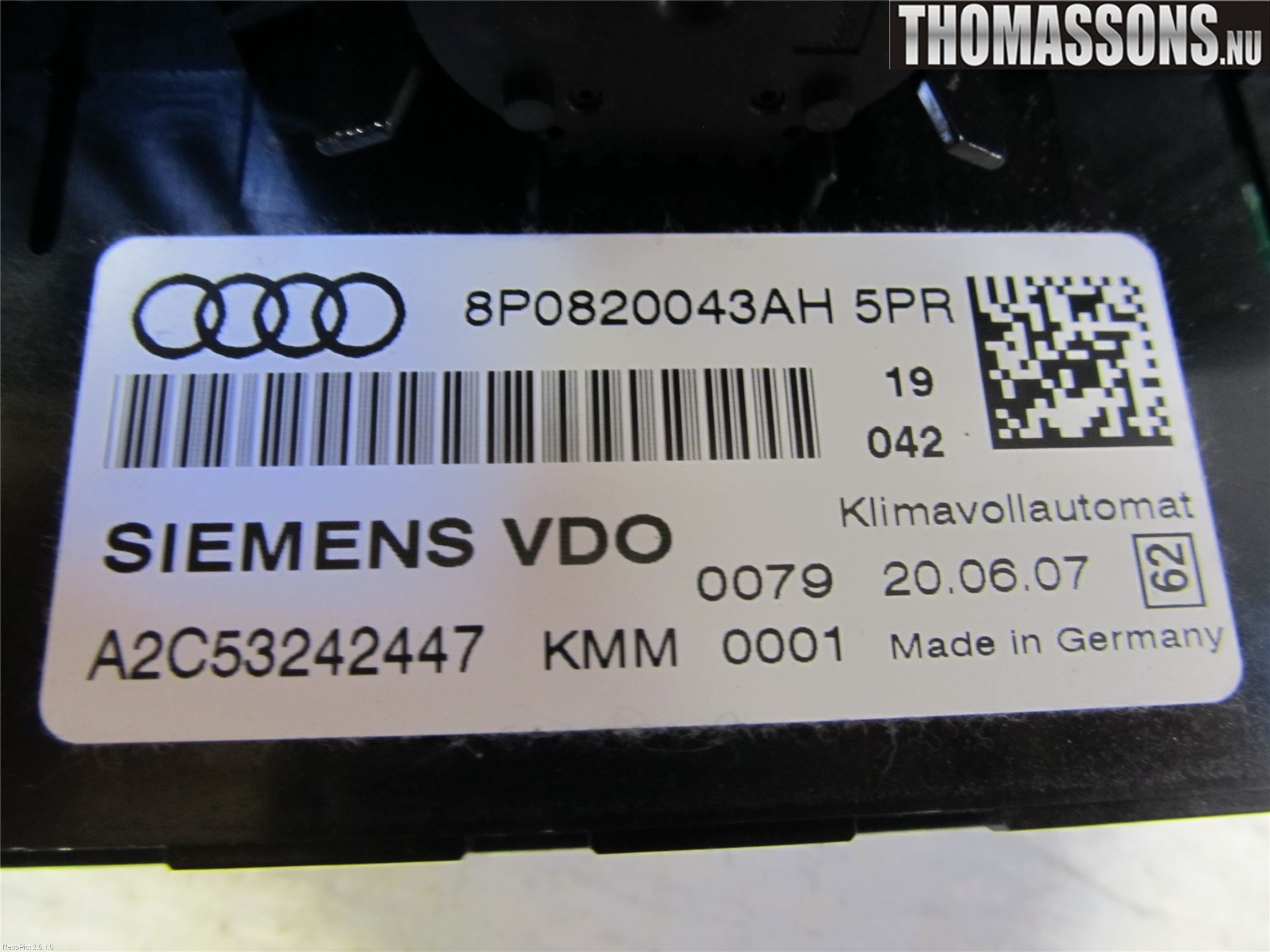 Audi A3/S3 05-13 Varme Ac Betjening-Display
