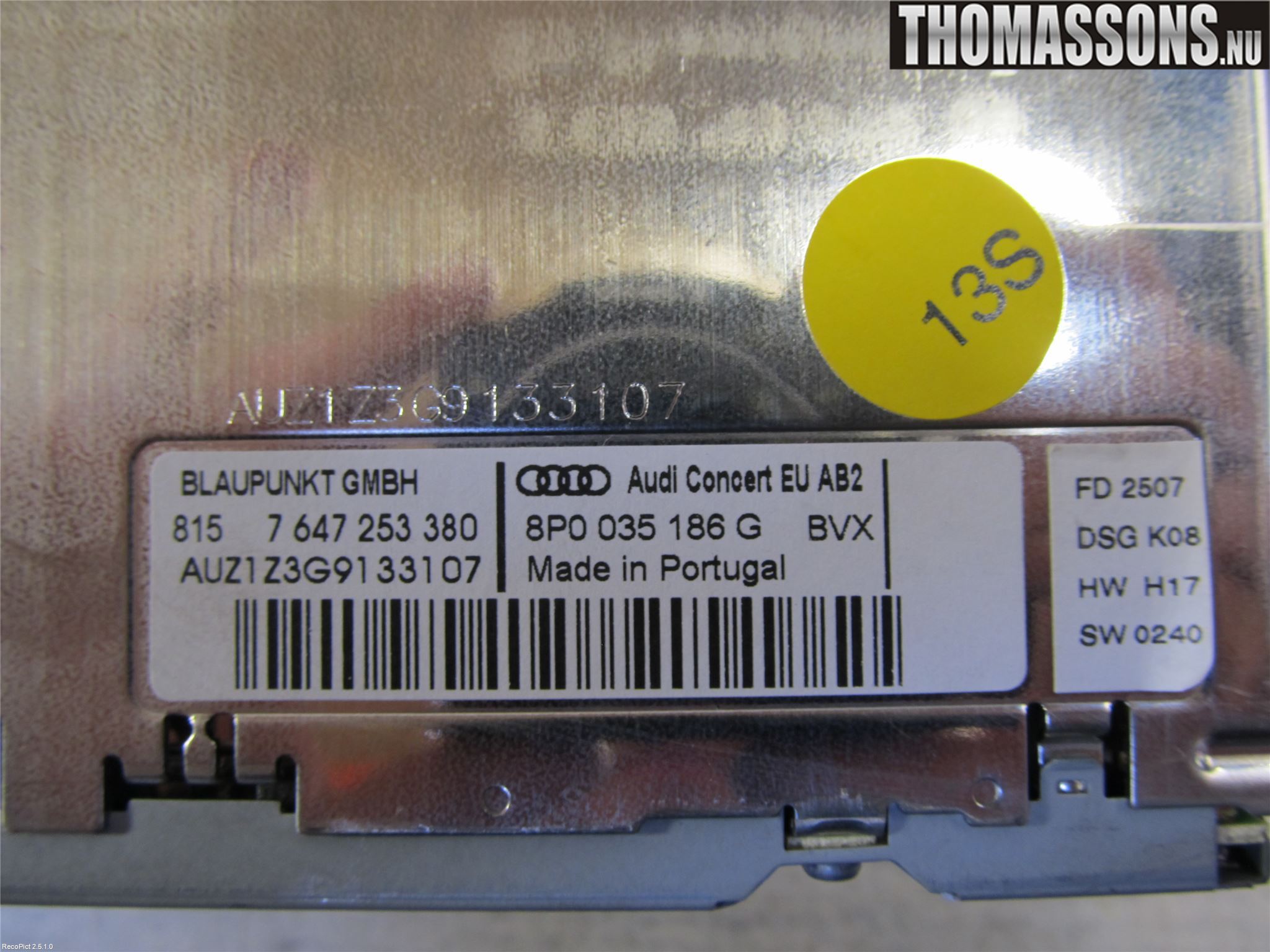 Audi A3/S3 05-13 Stereo Radio Med Cd