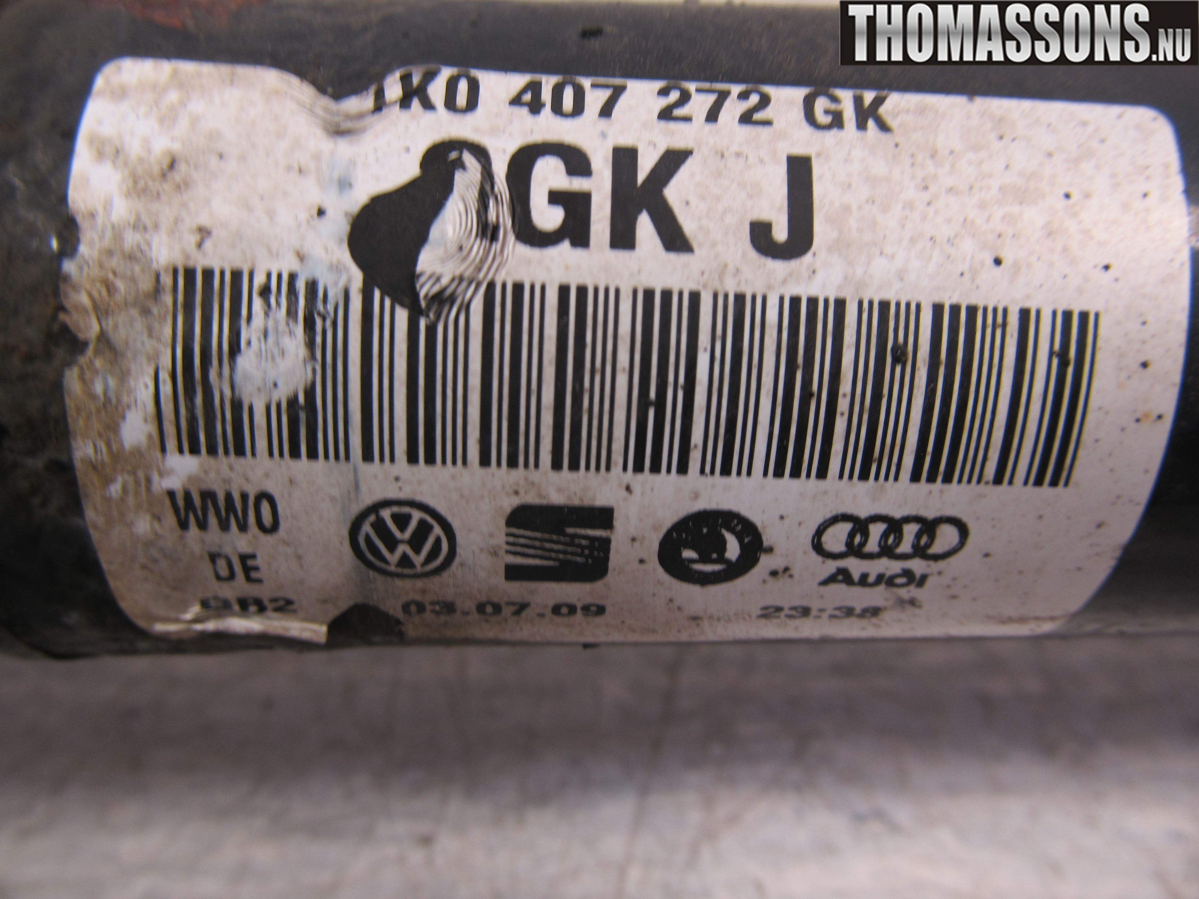 Volkswagen VW GOLF VI 09-13 Drivaksel Foran Kompl Høyre