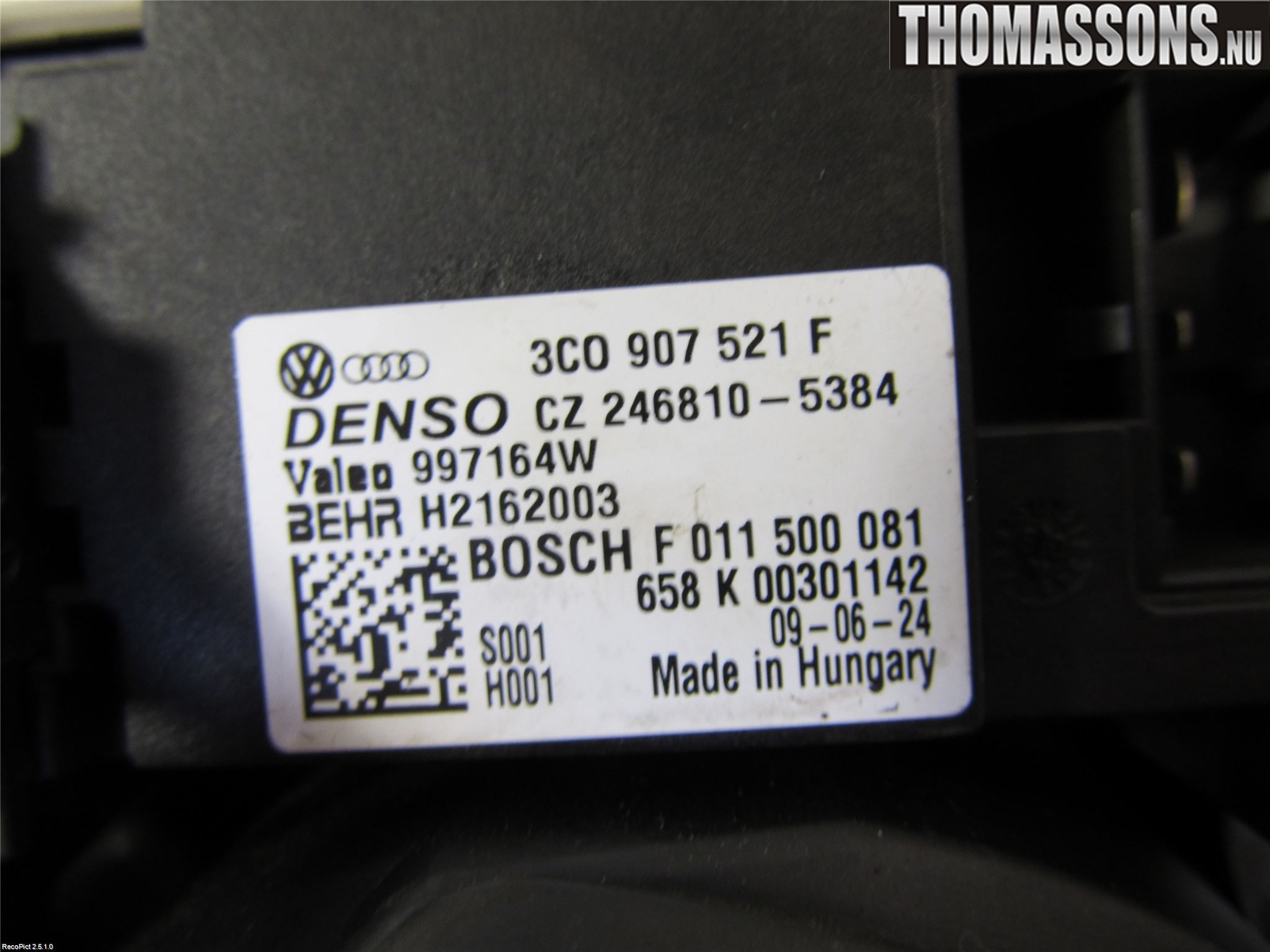 Volkswagen VW GOLF VI 09-13 Varme Ac Varmeapparatvifte