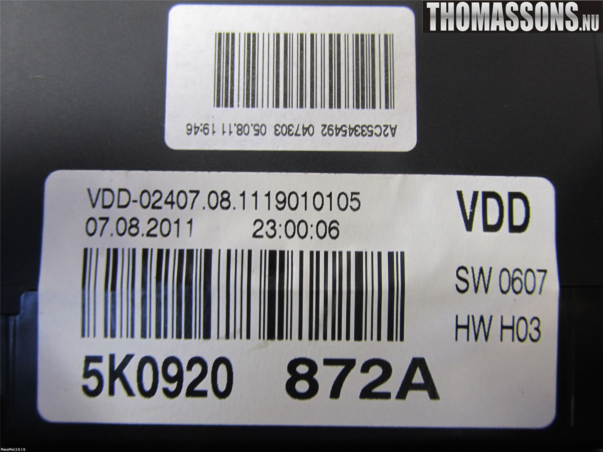 Volkswagen VW GOLF VI 09-13 Instr Kombinert