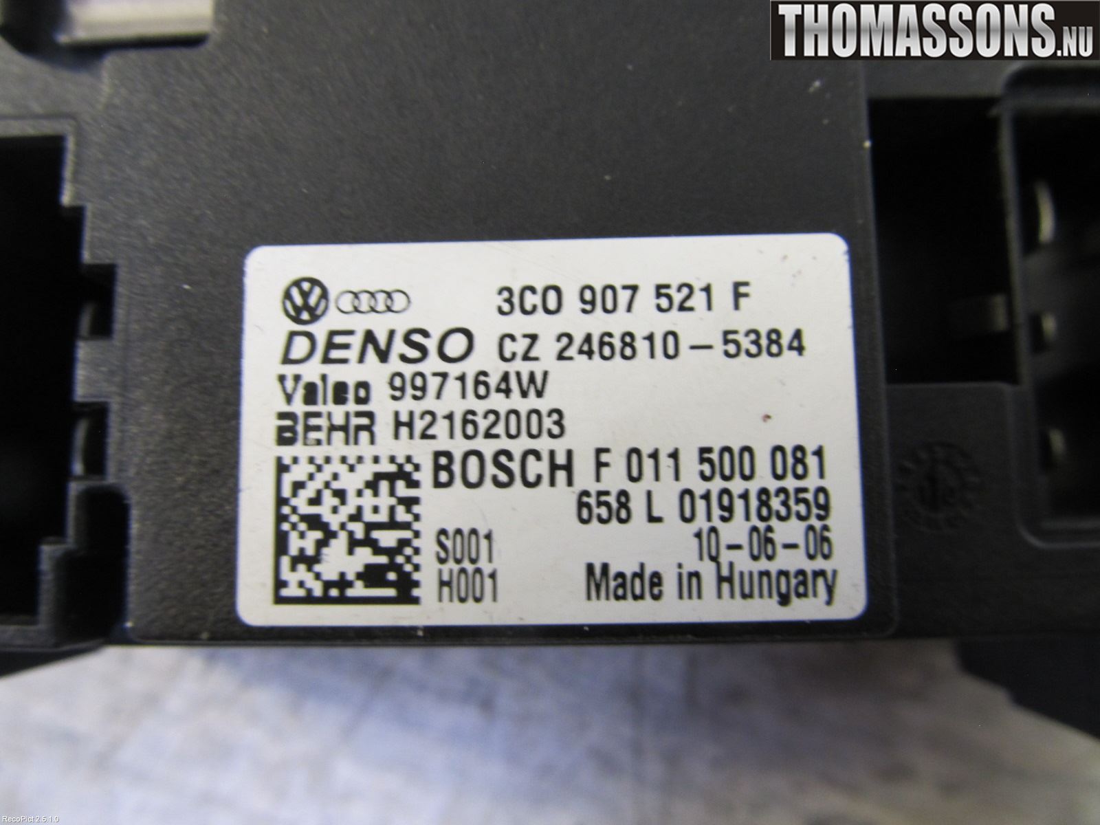 Volkswagen VW PASSAT 05-11 Varmeapparat Viftemotstand