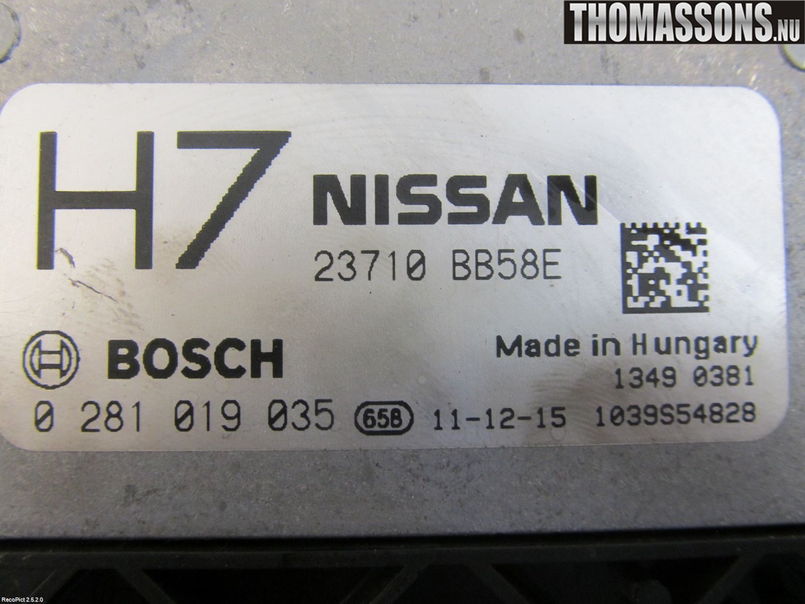 Nissan QASHQAI 10-14 Styreenhet Innsprøytning