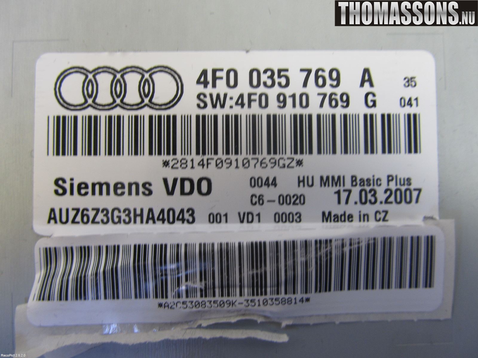 Audi A6/S6     05-11 Stereo Radio