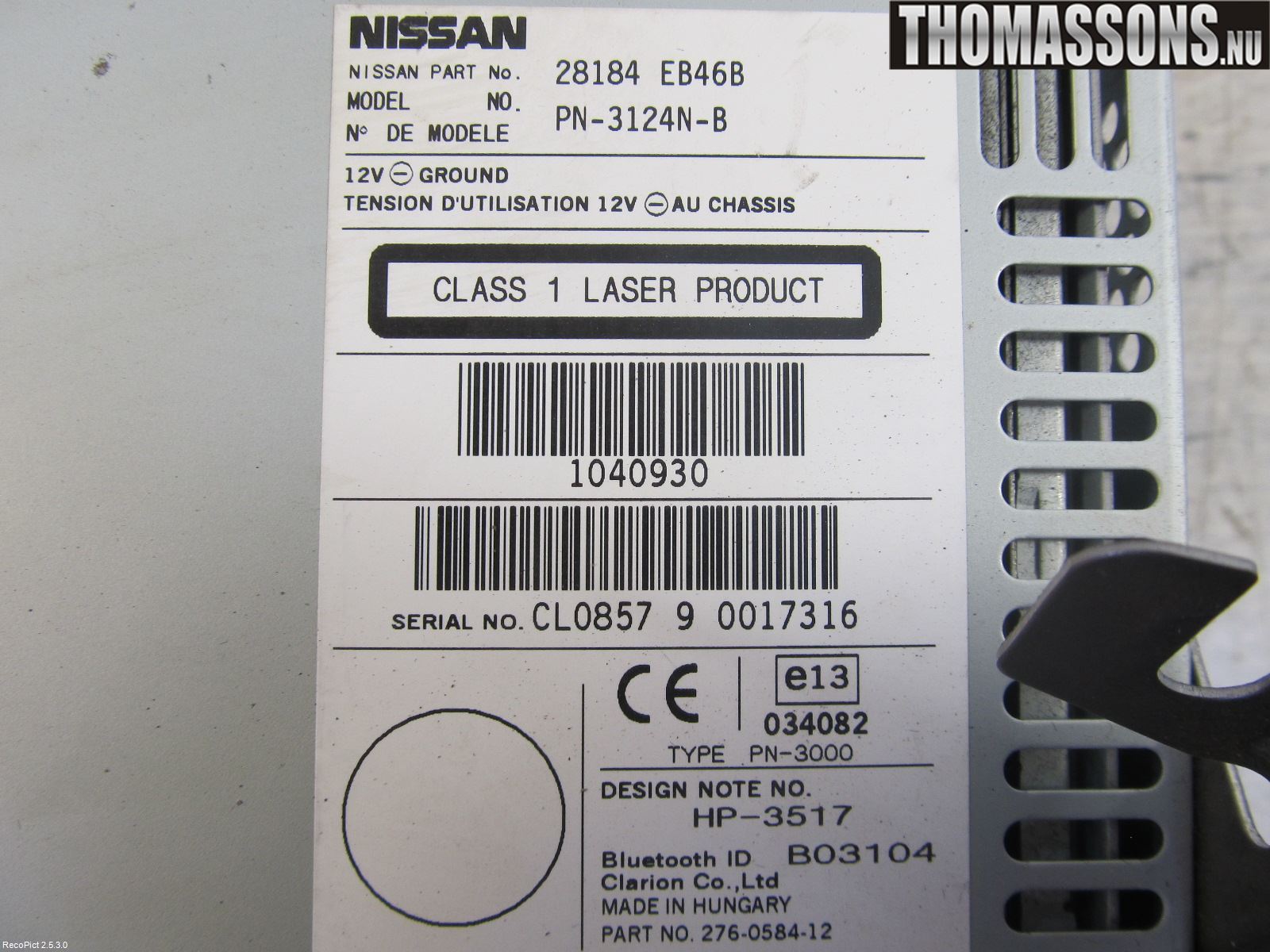 Nissan NAVARA 05-16 Stereo Radio