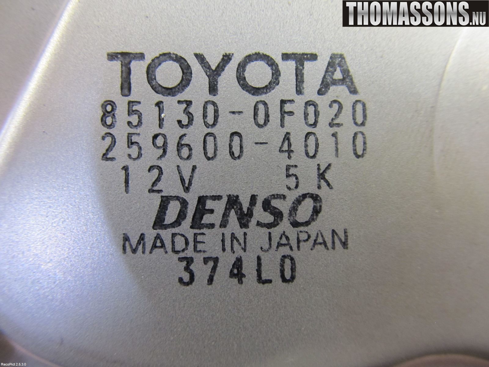Toyota COROLLA VERSO 08-09 Viskermotor Bakluke