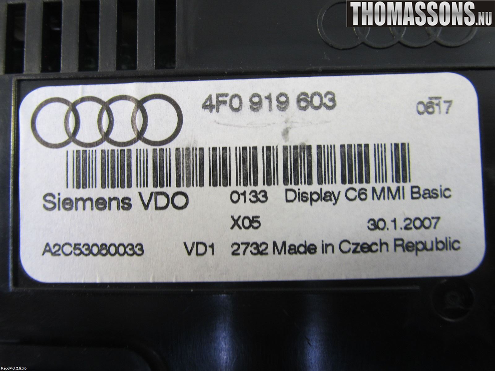 Audi A6/S6     05-11 Instr Skjerm Dvd-Gps-Ac-Tlf