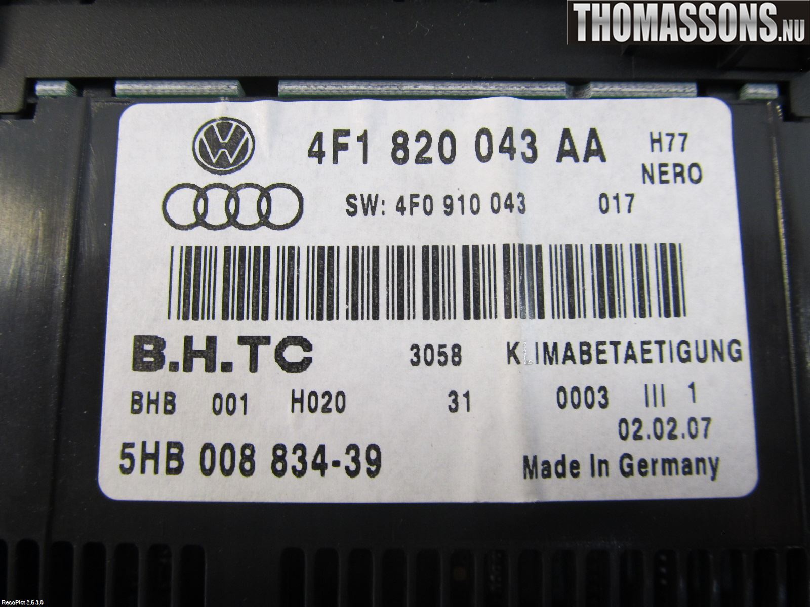 Audi A6/S6     05-11 Varme Ac Betjening-Display