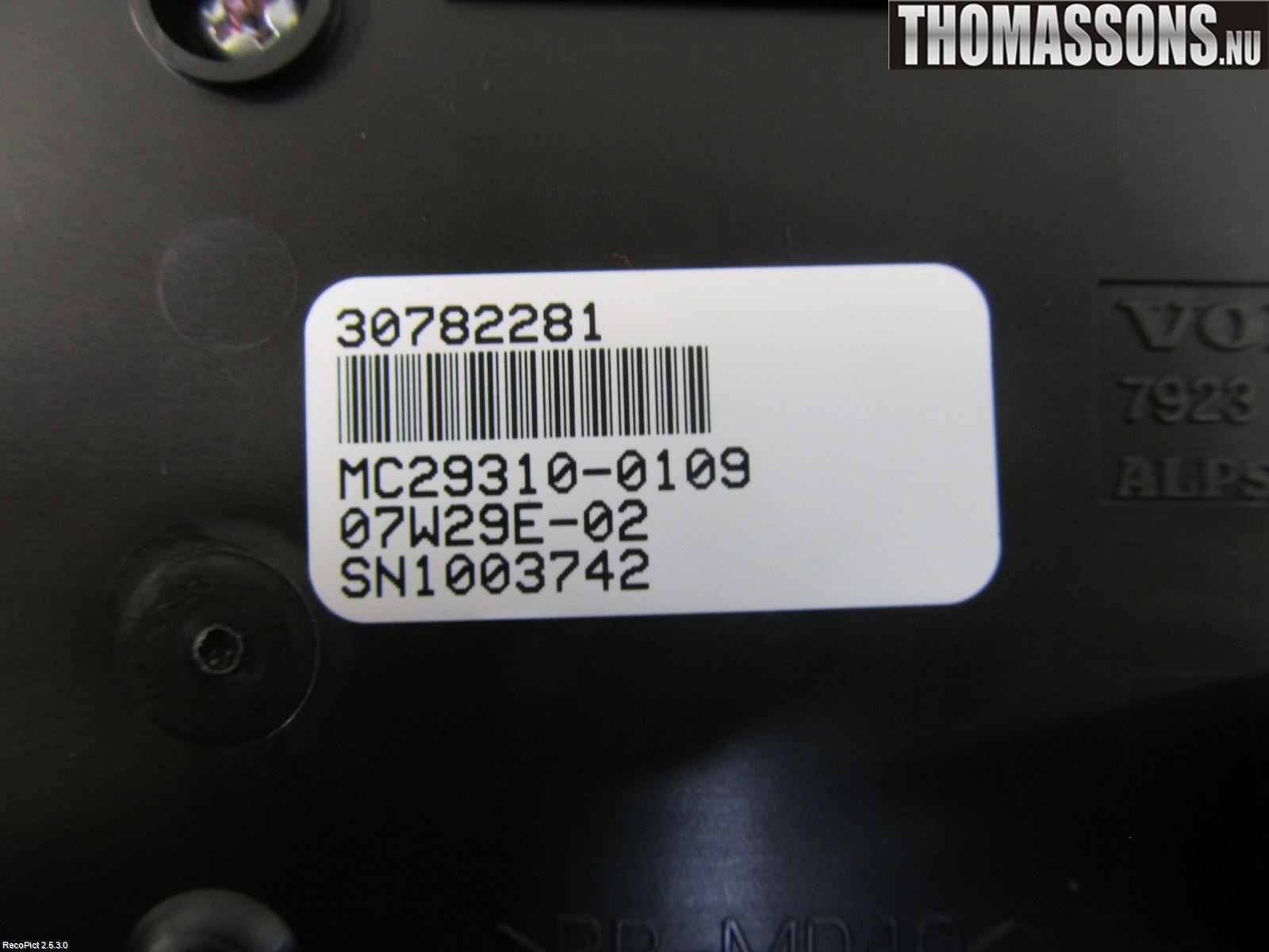 Volvo V70 08-13 Varme Ac Betjening-Display