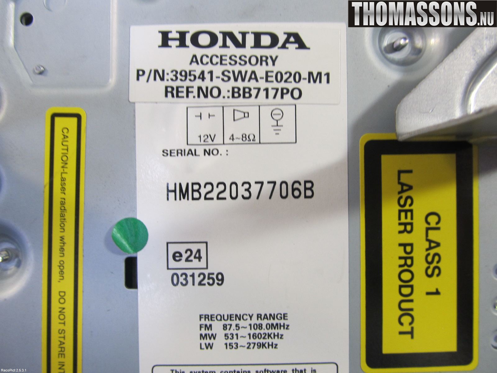 Honda CR-V 07-12 Stereo Radio Med Cd