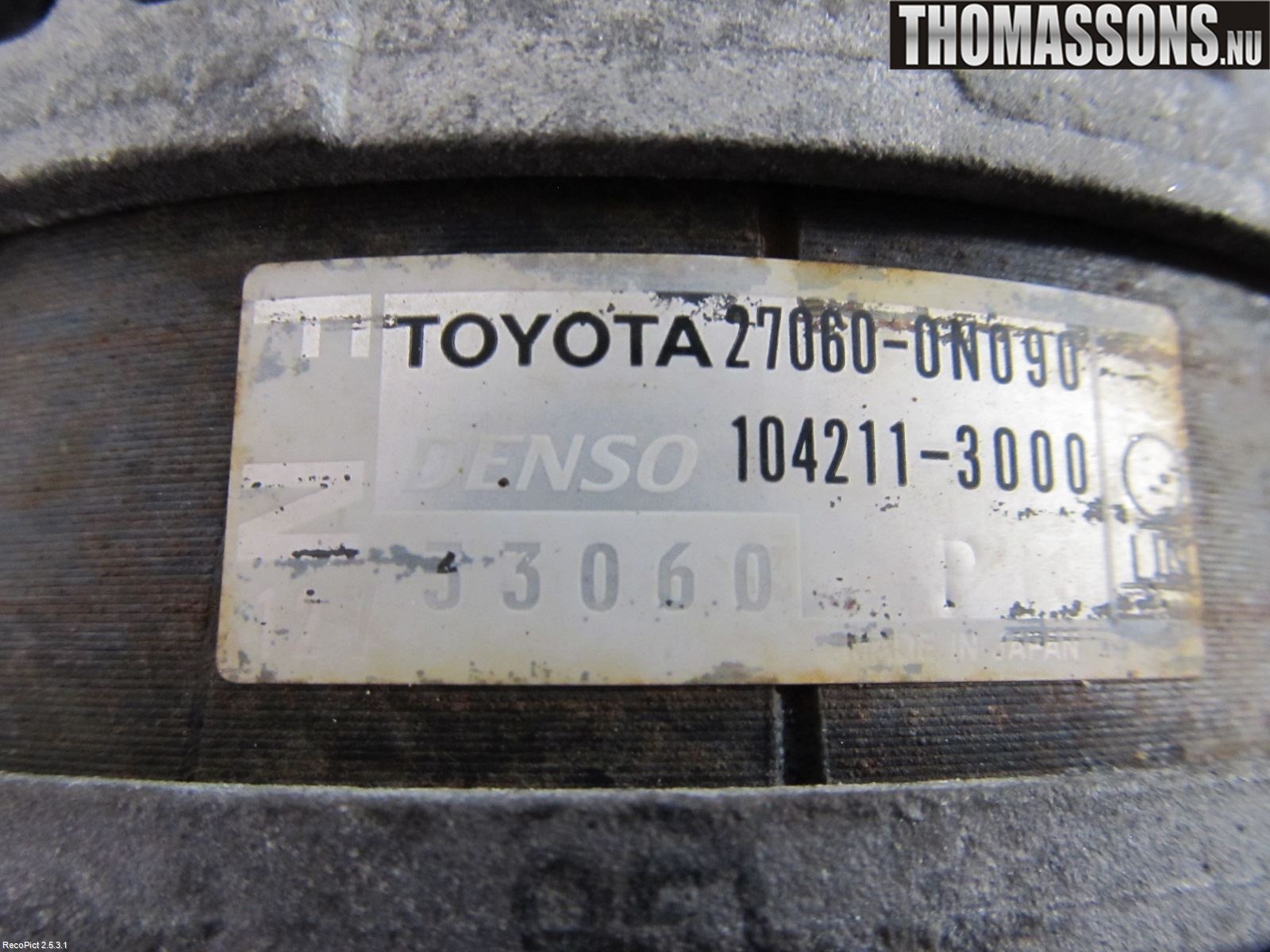 Toyota YARIS XP130 12-14 Dynamo