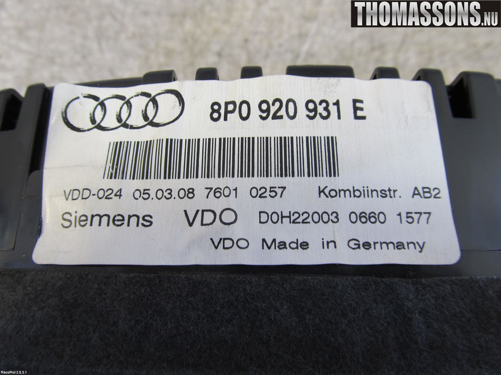 Audi A3/S3 05-13 Instr Kombinert