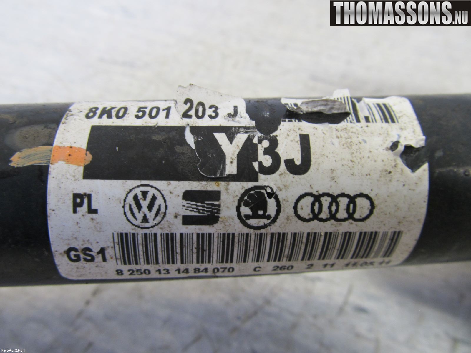 Audi A4/S4 08-11 Drivaksel Bak Kompl Venstre
