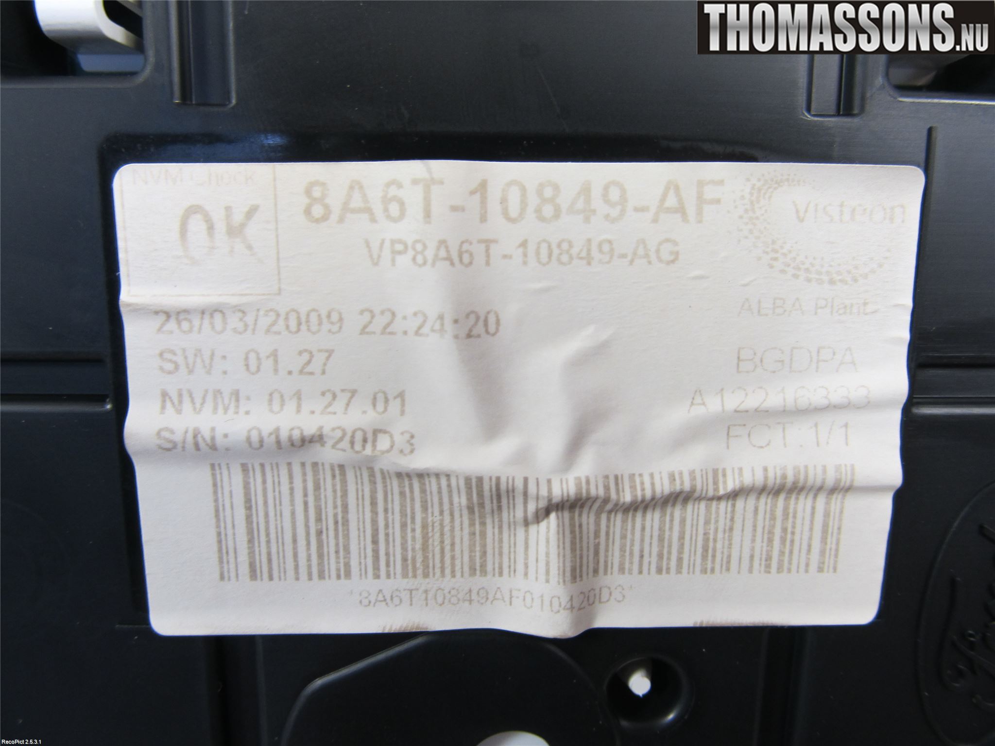 Ford FIESTA 09-12 Instr Kombinert