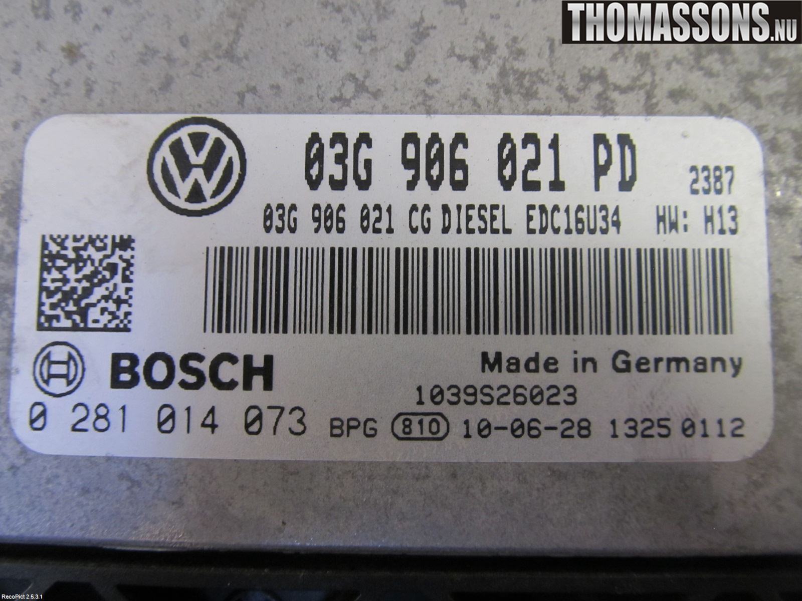 Volkswagen VW CADDY      04-10 Styreenhet Innsprøytning
