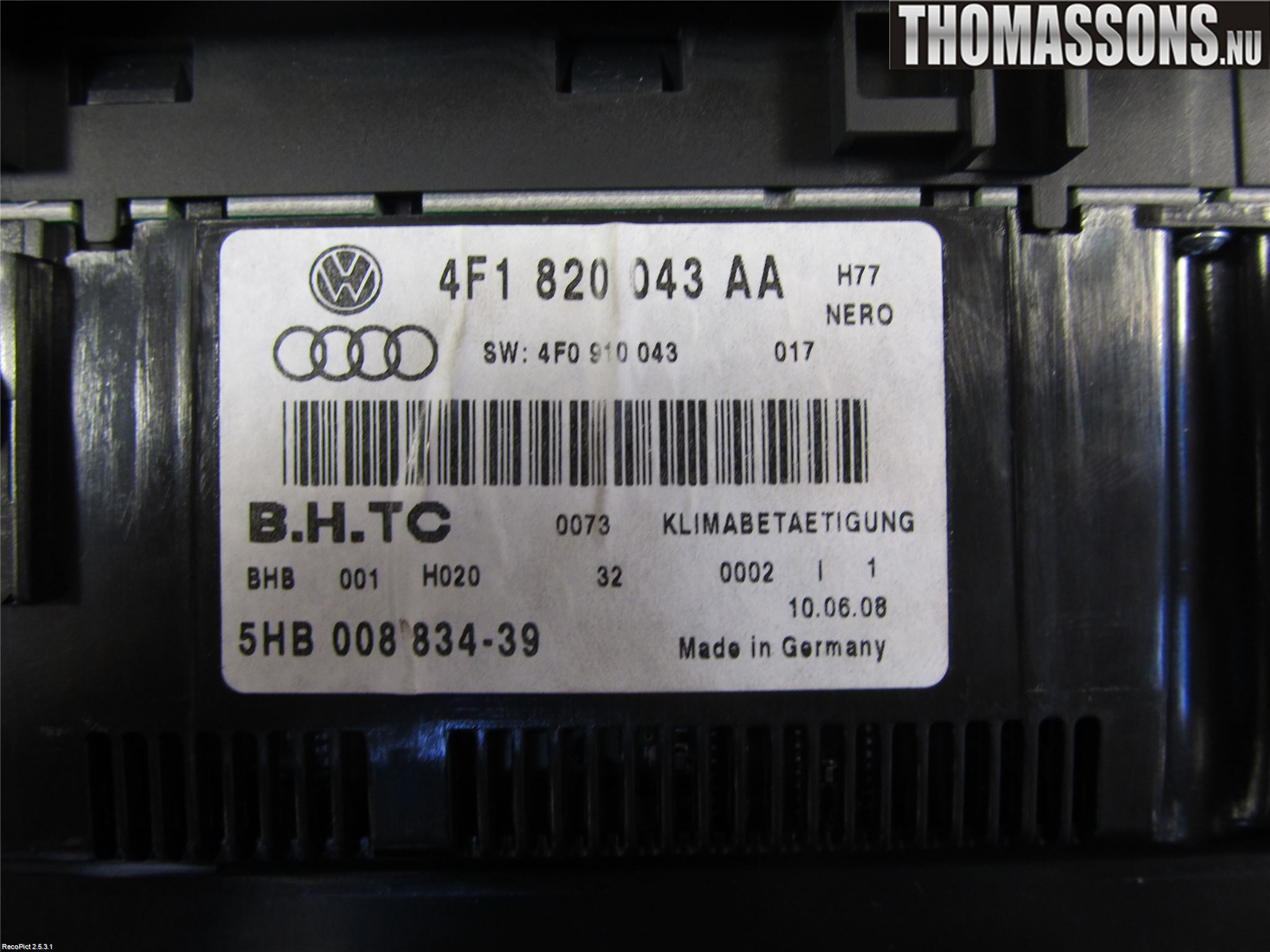 Audi A6/S6     05-11 Varmeapparat Panel(Regulering)