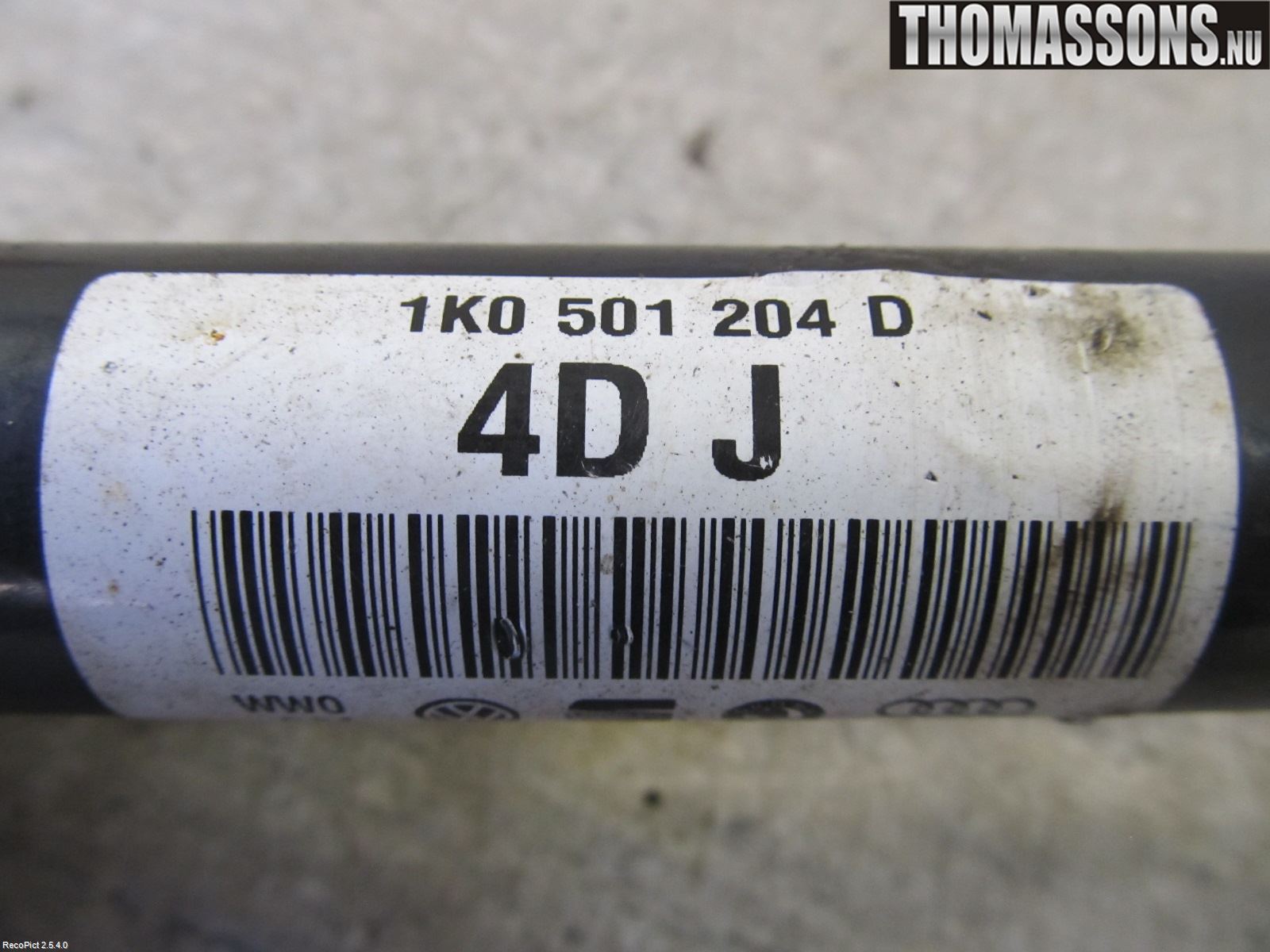 Volkswagen VW TIGUAN 07-16 Drivaksel Bak Kompl Høyre