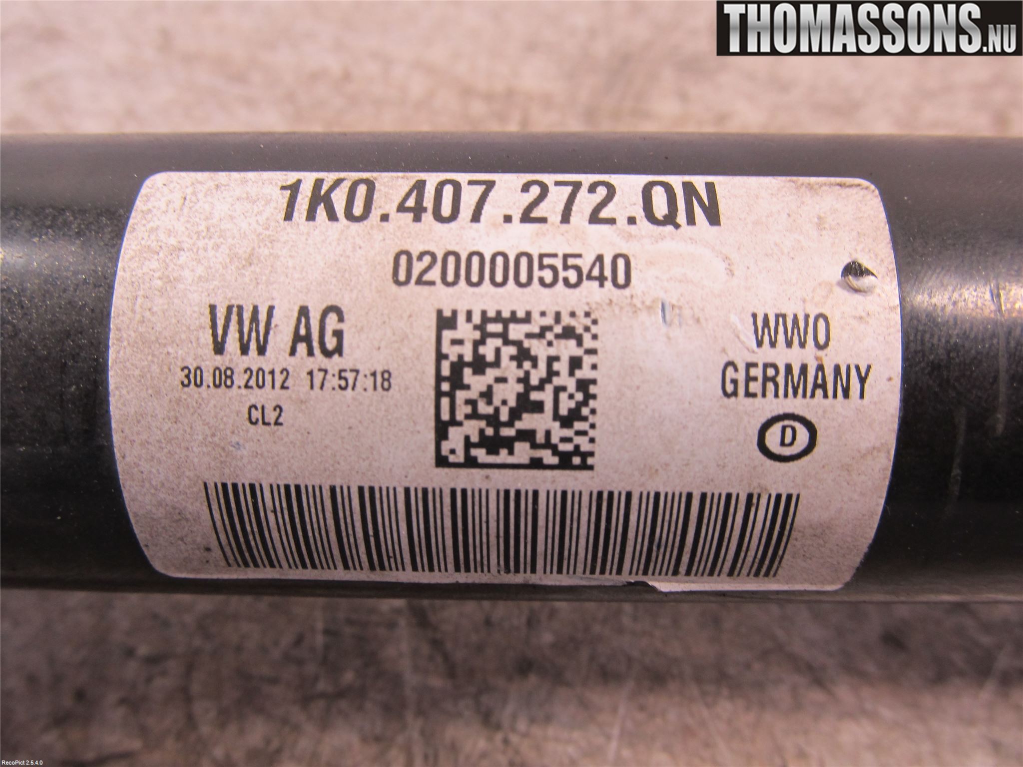 Volkswagen VW GOLF / E-GOLF VII 13-20 Drivaksel Foran Kompl Høyre