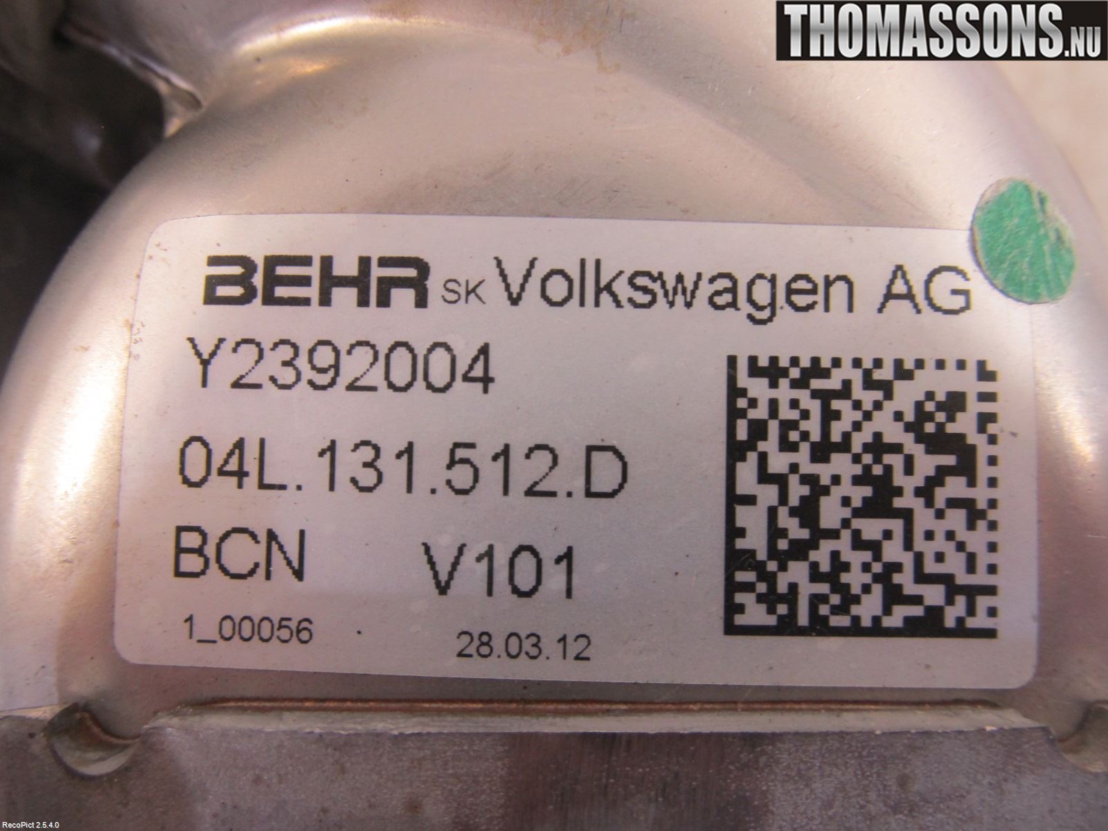 Volkswagen VW GOLF / E-GOLF VII 13-20 Eksos Kjøler
