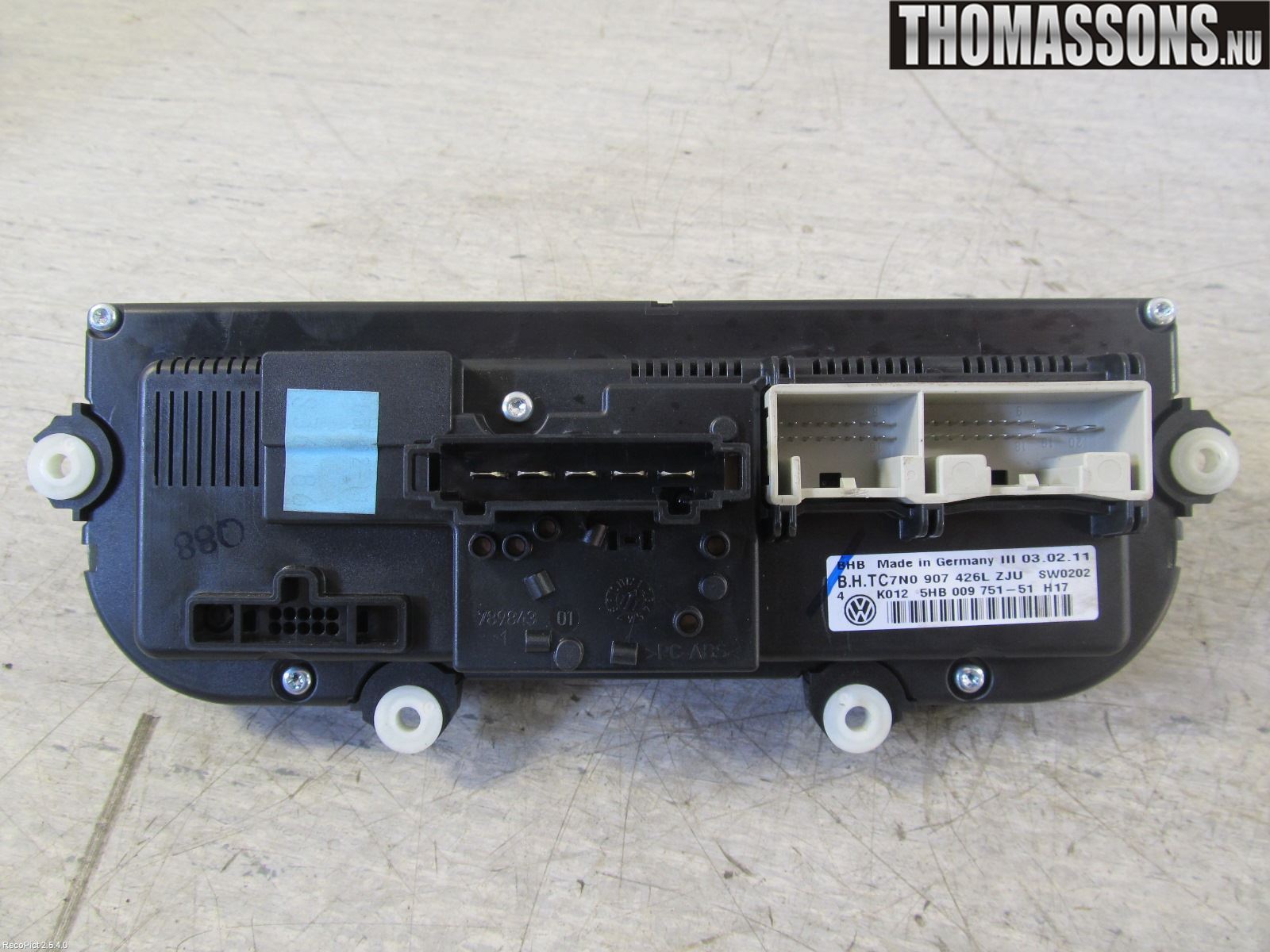 Volkswagen VW GOLF VI 09-13 Varme Ac Betjening-Display