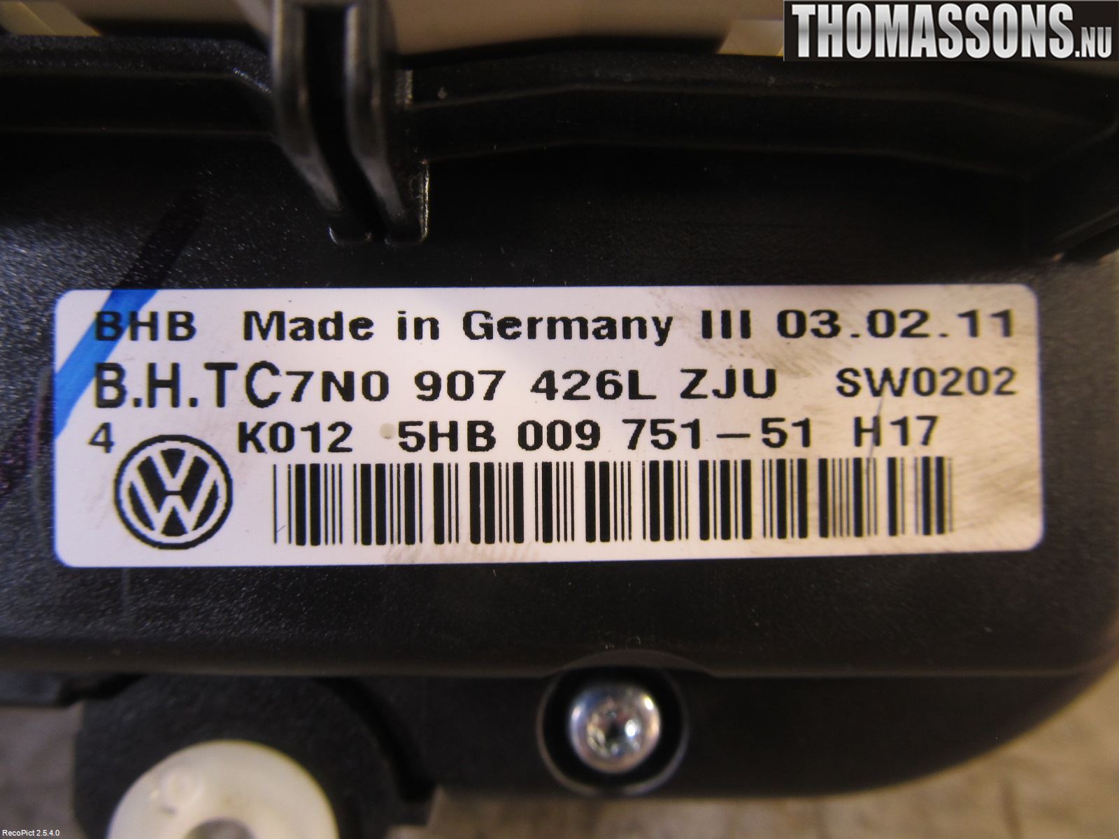 Volkswagen VW GOLF VI 09-13 Varme Ac Betjening-Display