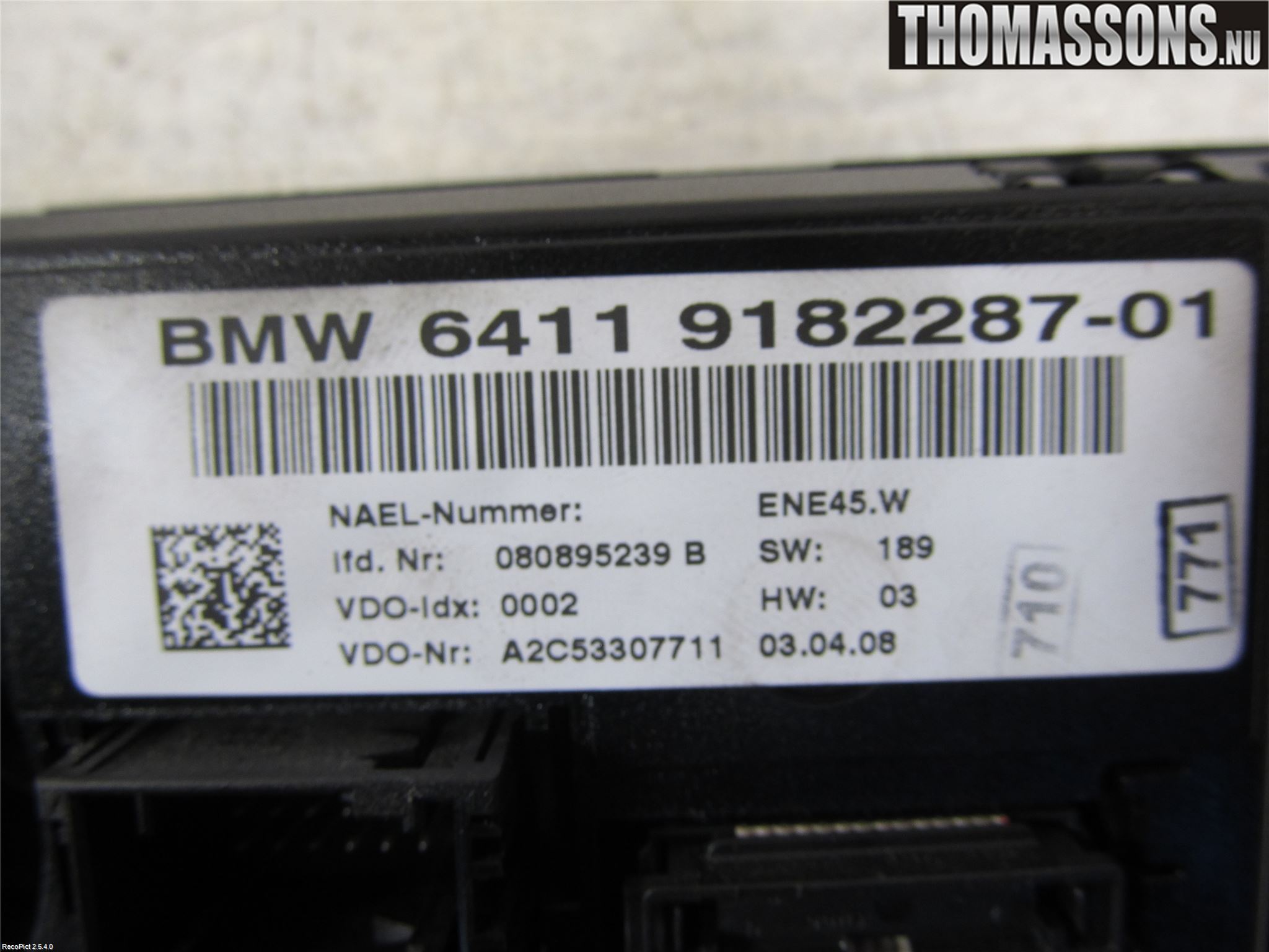 BMW 1 E87/81 5D/3D 03-11 Varmeapparat Panel(Regulering)