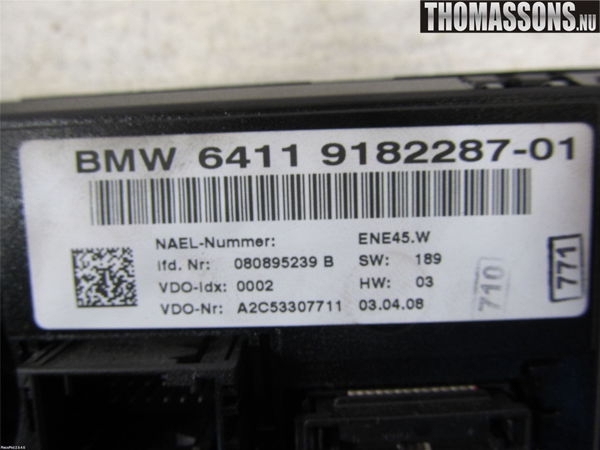 BMW 1 E87/81 5D/3D 03-11 Varmeapparat Panel(Regulering)