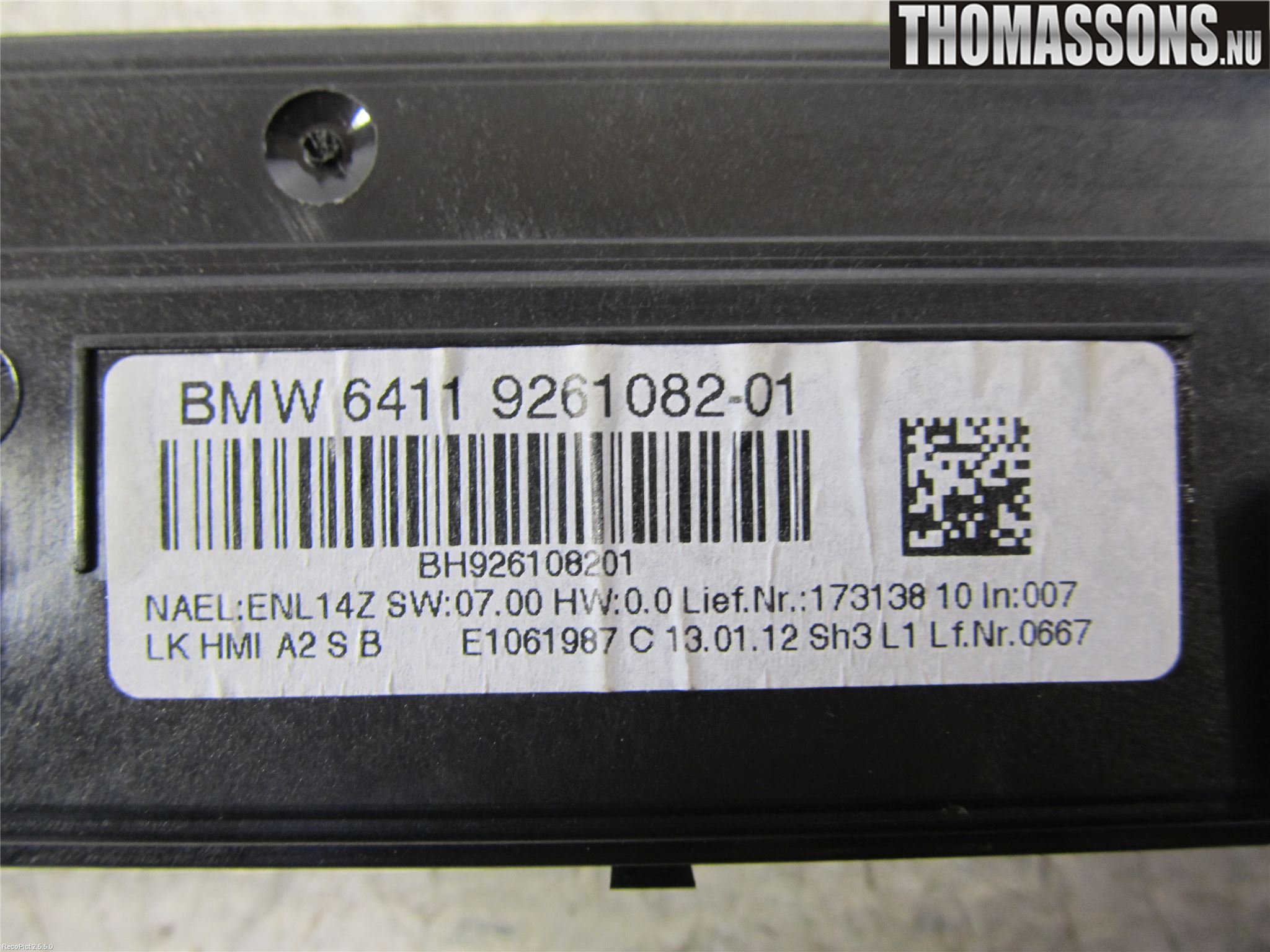BMW 1 F20/F21 11-19 Varmeapparat Panel(Regulering)