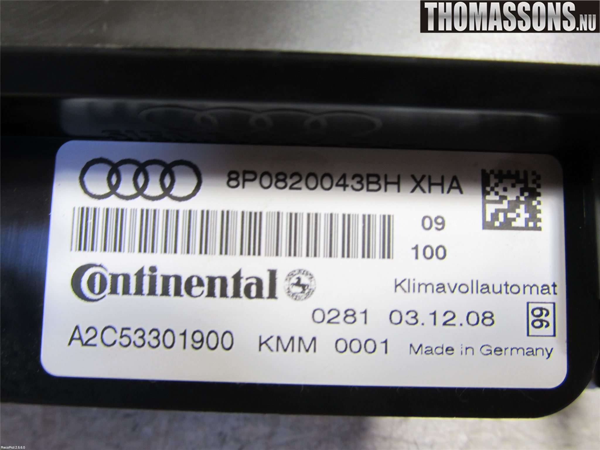 Audi A3/S3 05-13 Varmeapparat Panel(Regulering)